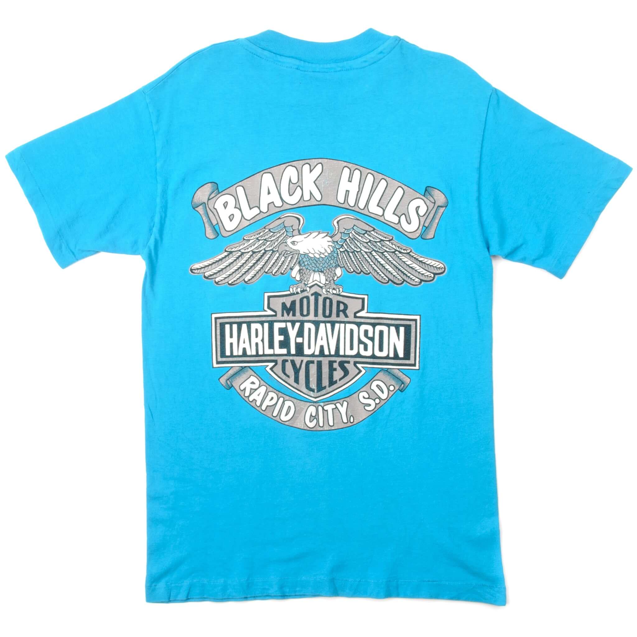 VINTAGE HARLEY DAVIDSON TEE SHIRT 1992 SIZE SMALL MADE IN USA. LIGHT BLUE