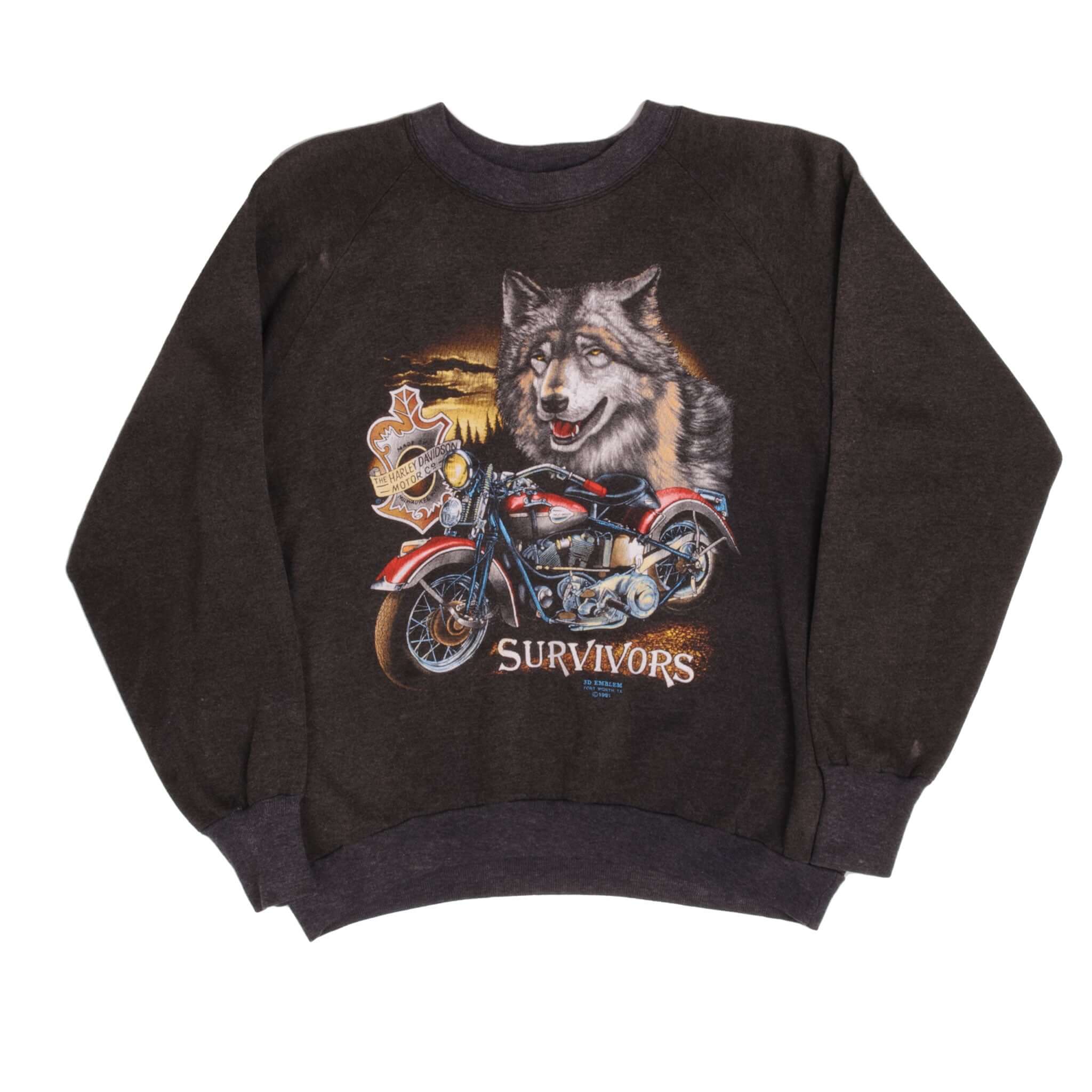 VINTAGE HARLEY DAVIDSON 3D EMBLEM SWEATSHIRT SIZE LARGE 1991 MADE IN USA