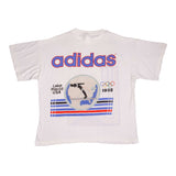 Vintage Adidas XIII Olympic Winter Games Lake Placid Tee Shirt 1980 Size Medium With Single Stitch Sleeves.