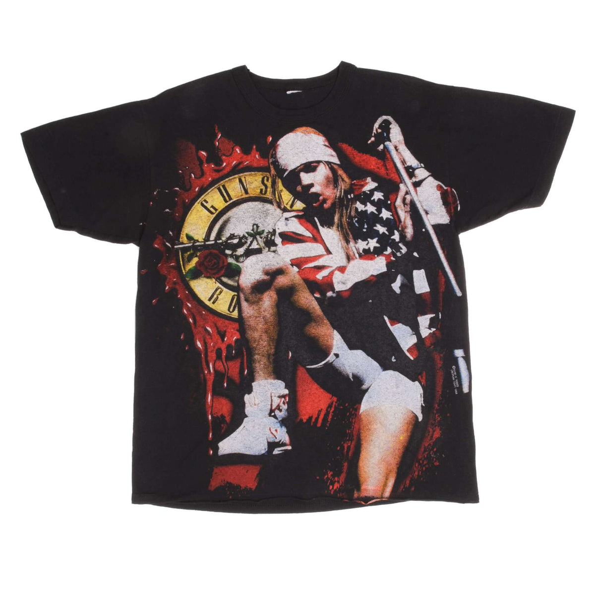 Front of black Guns N' Roses 1995 European Tour T-shirt with Axl Rose graphic
