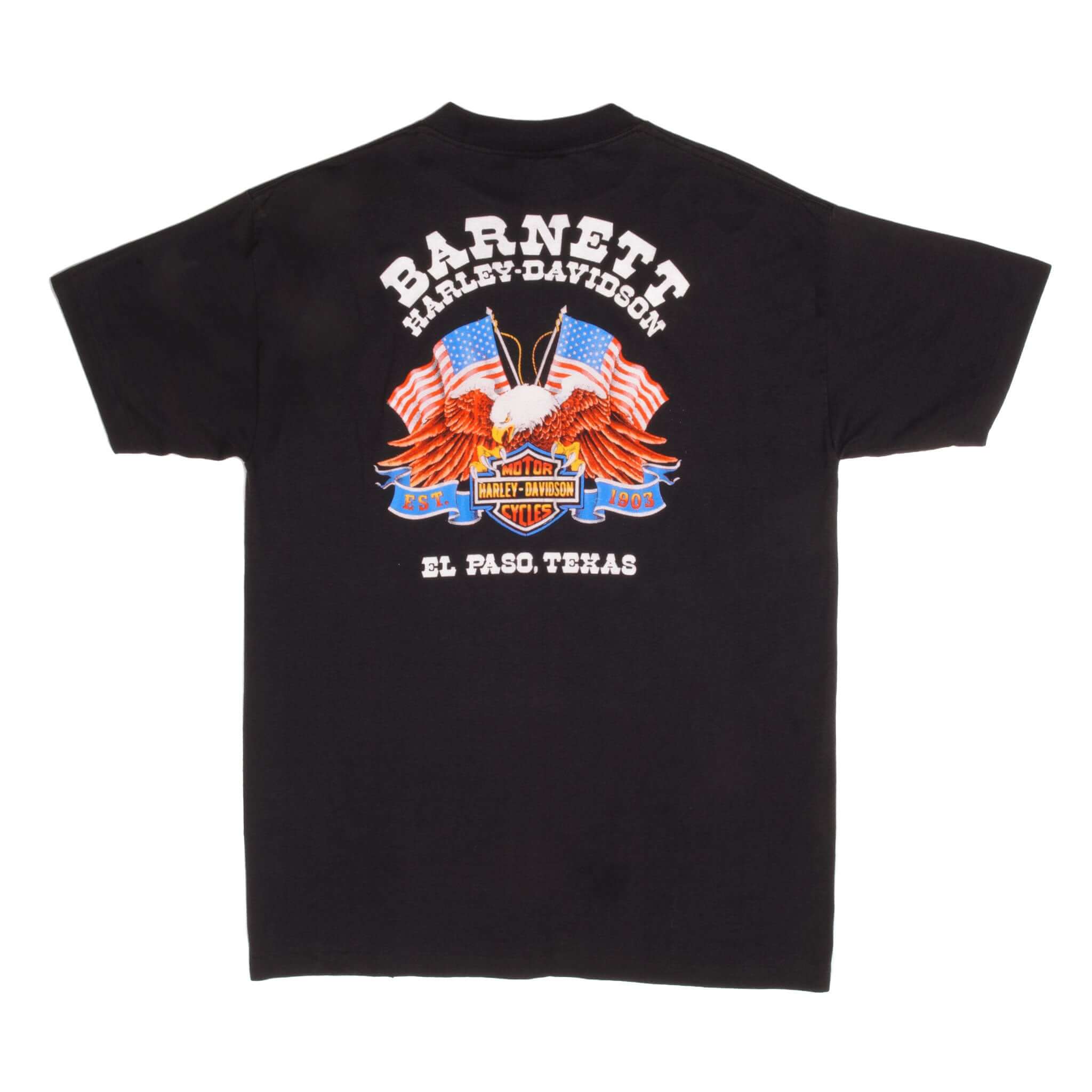 Vintage Harley Davidson 1986 Tee Shirt Size Large Made In USA With Single Stitch Sleeves. 3D Emblem