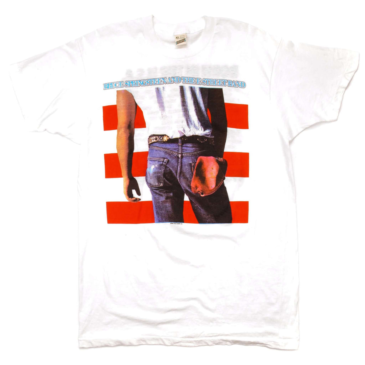 Full front view of white Bruce Springsteen and the E Street Band tour T-shirt