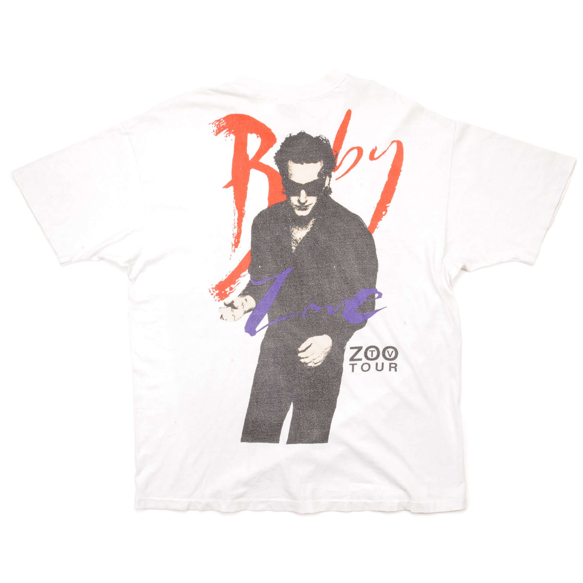 Vintage U2 Zoo Tv Tour Tee Shirt 1992-93 Size XL Made In USA. WHITE