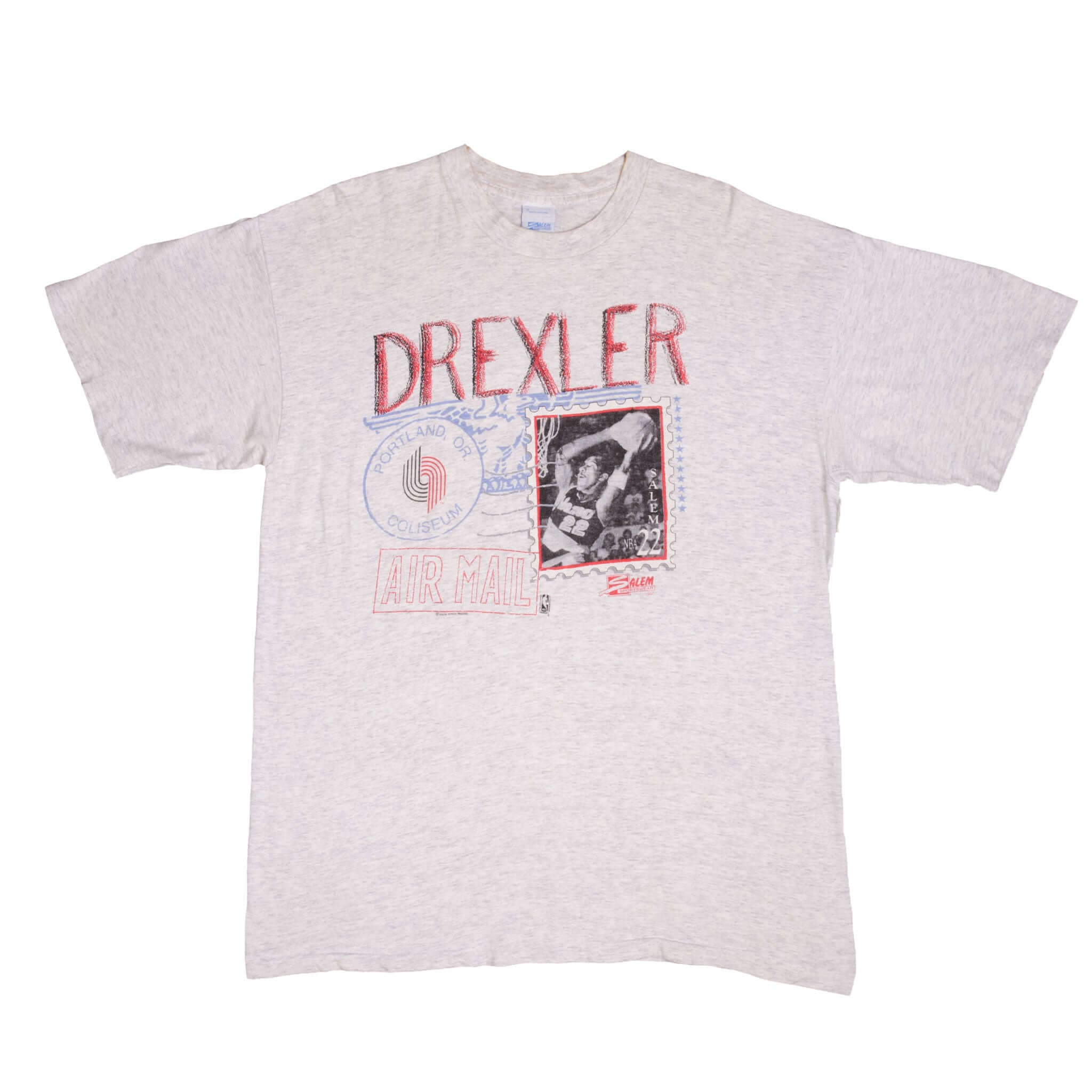 Vintage NBA Clyde Drexler Portland Oregon Tee Shirt 1990 Size XLarge With Single Stitch Sleeves