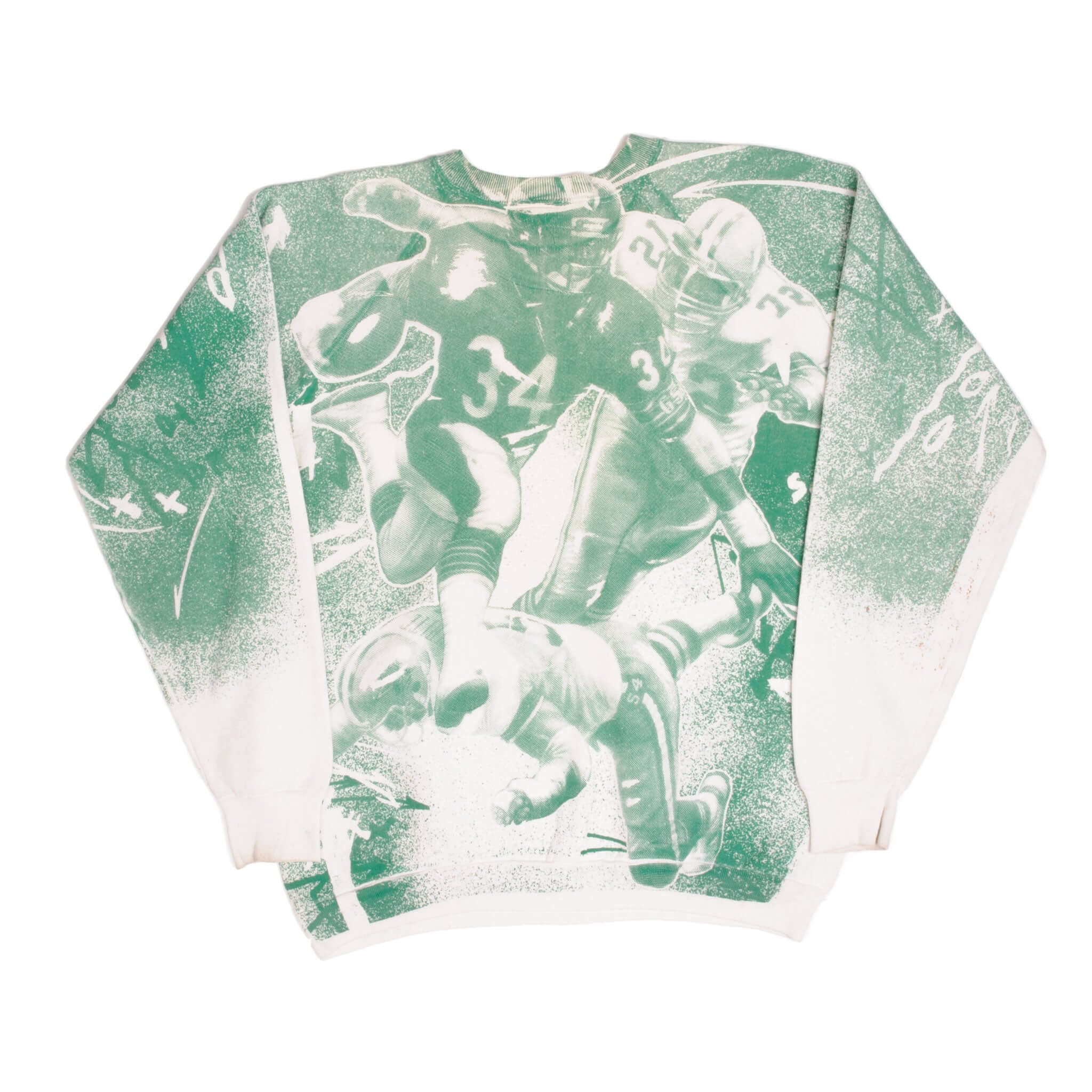 Vintage All Over Print NFL New York Jets Sweatshirt Size XL Made In USA. 1990s