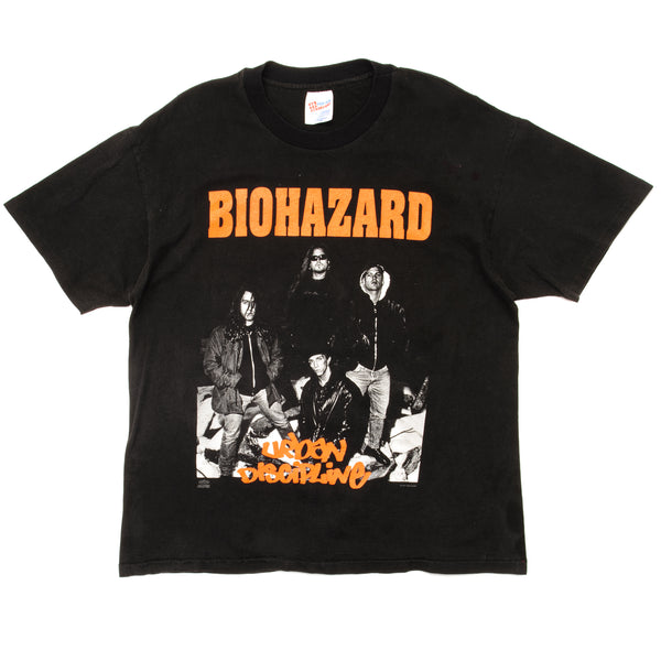 Vintage Biohazard Urban Discipline Tee Shirt Size Large Made In USA. BLACK