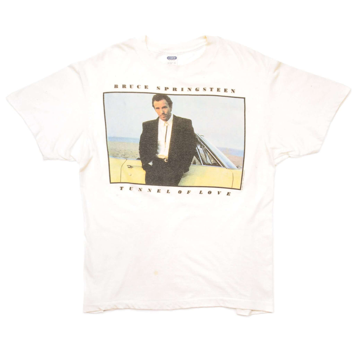 Vintage Bruce Springsteen Tunnel Of Love Tee Shirt 1980s Size Large Made In USA. WHITE