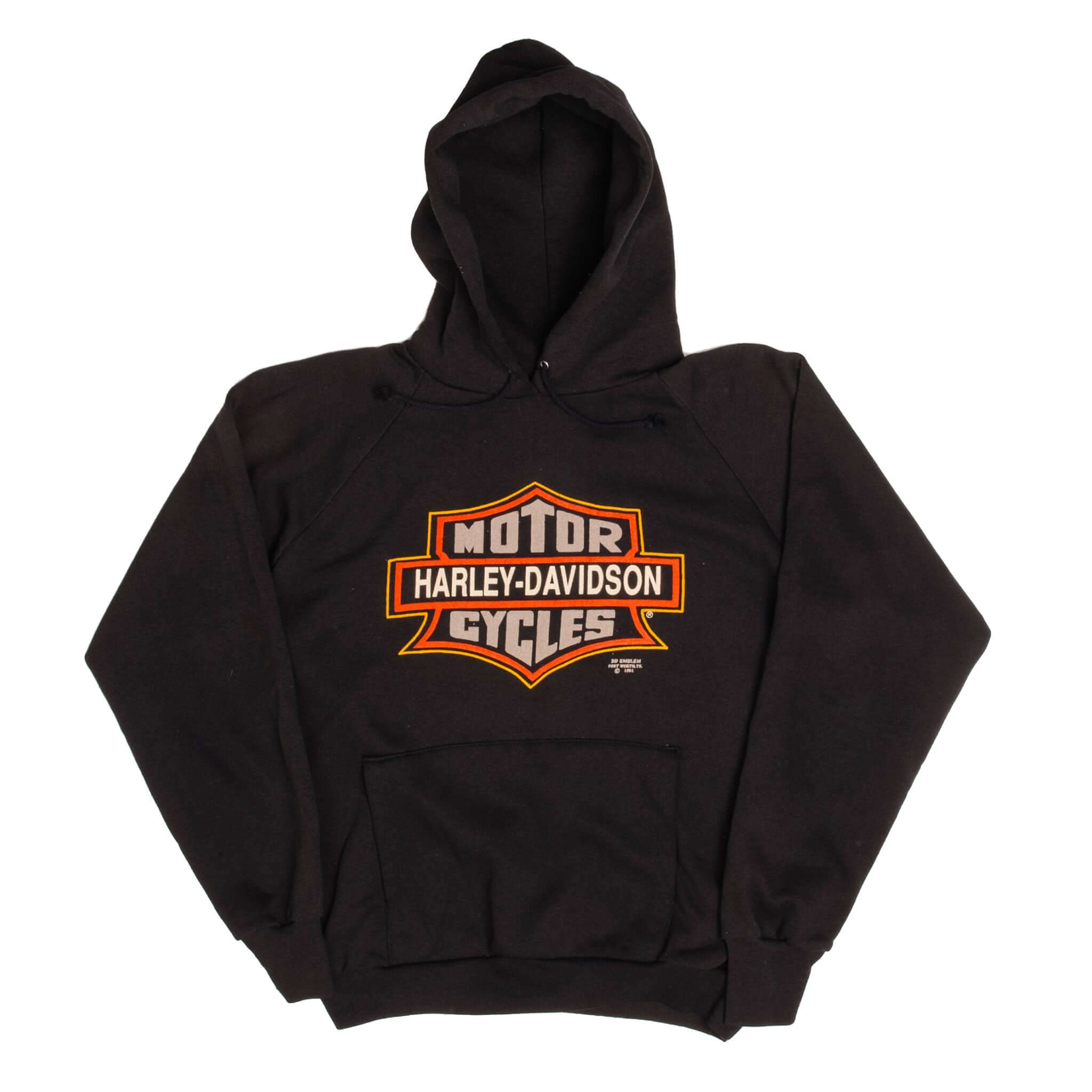 Vintage Harley Davidson 3D Emblem 1991 Hoodie Sweatshirt Size Large Made In USA