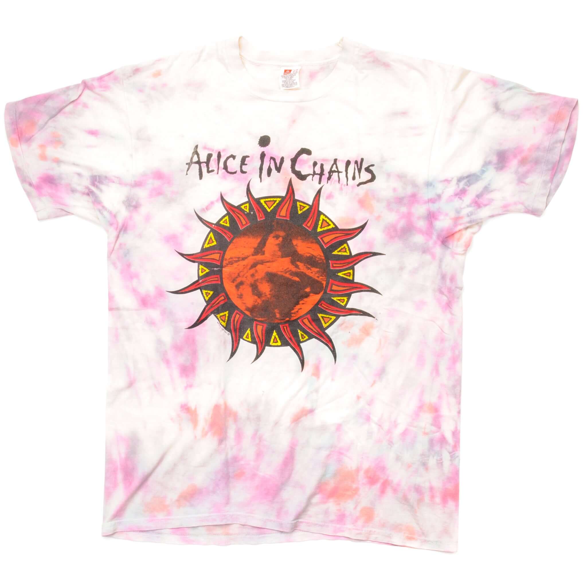 Vintage Tie-Dye Alice In Chains Lollapalooza Tee Shirt 1994 Size Large. Lineup : Primus, Alice In Chains, Dinosaur Jr., Fishbone, Arrested Development, Front 242, Tool, Rage Against The Machine.