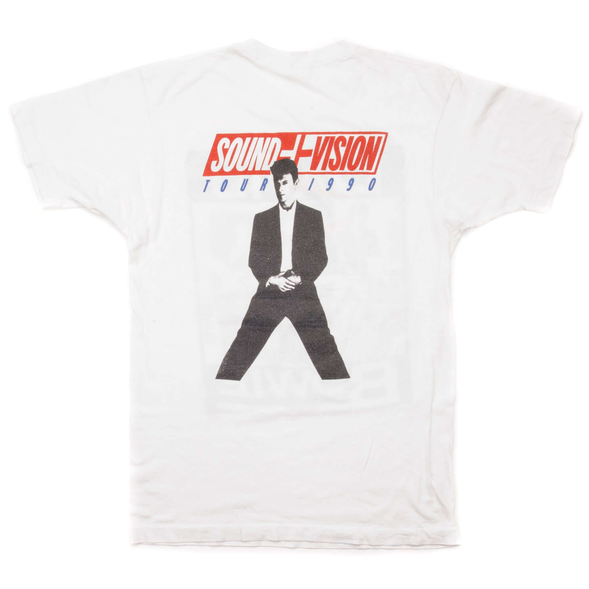 Vintage David Bowie David Bowie Tee Shirt 1990 Size XS Made In USA With Single Stitch Sleeves. WHITE