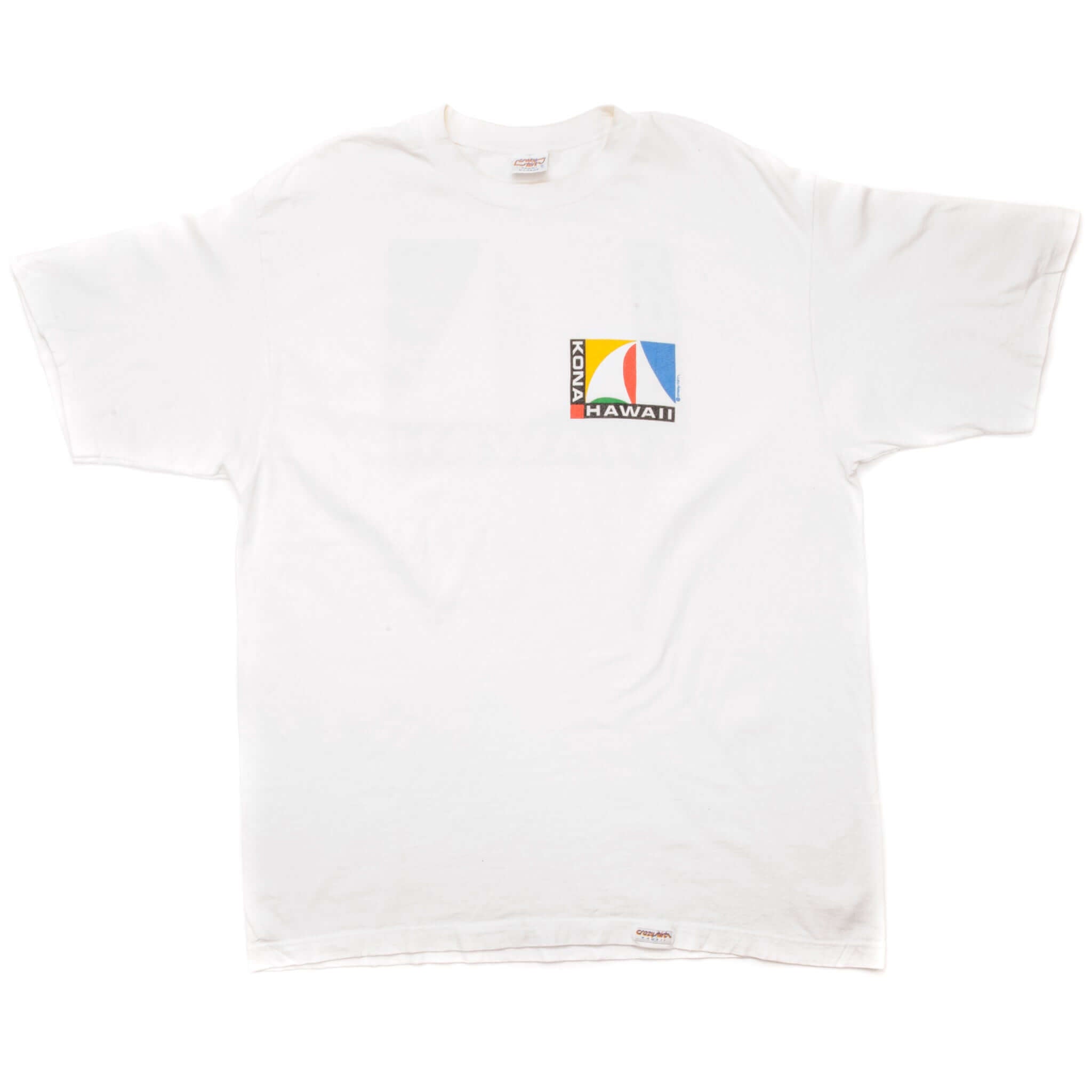 Vintage Kona Hawaii Tee Shirt Size Large Made In USA with single stitch sleeves. white