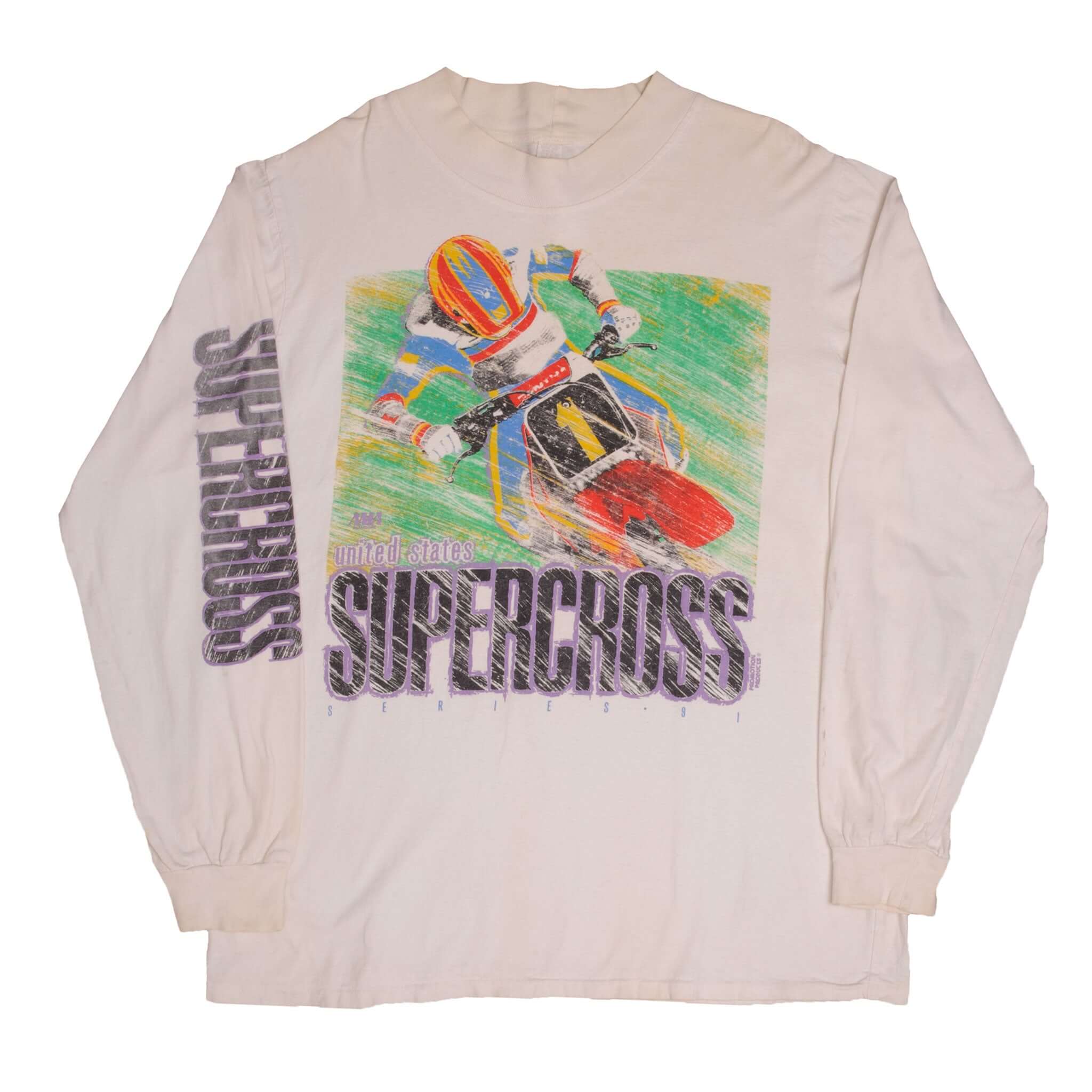Vintage AMA Motocross United States Supercross 1991 Long Sleeve Tee Shirt Size XL