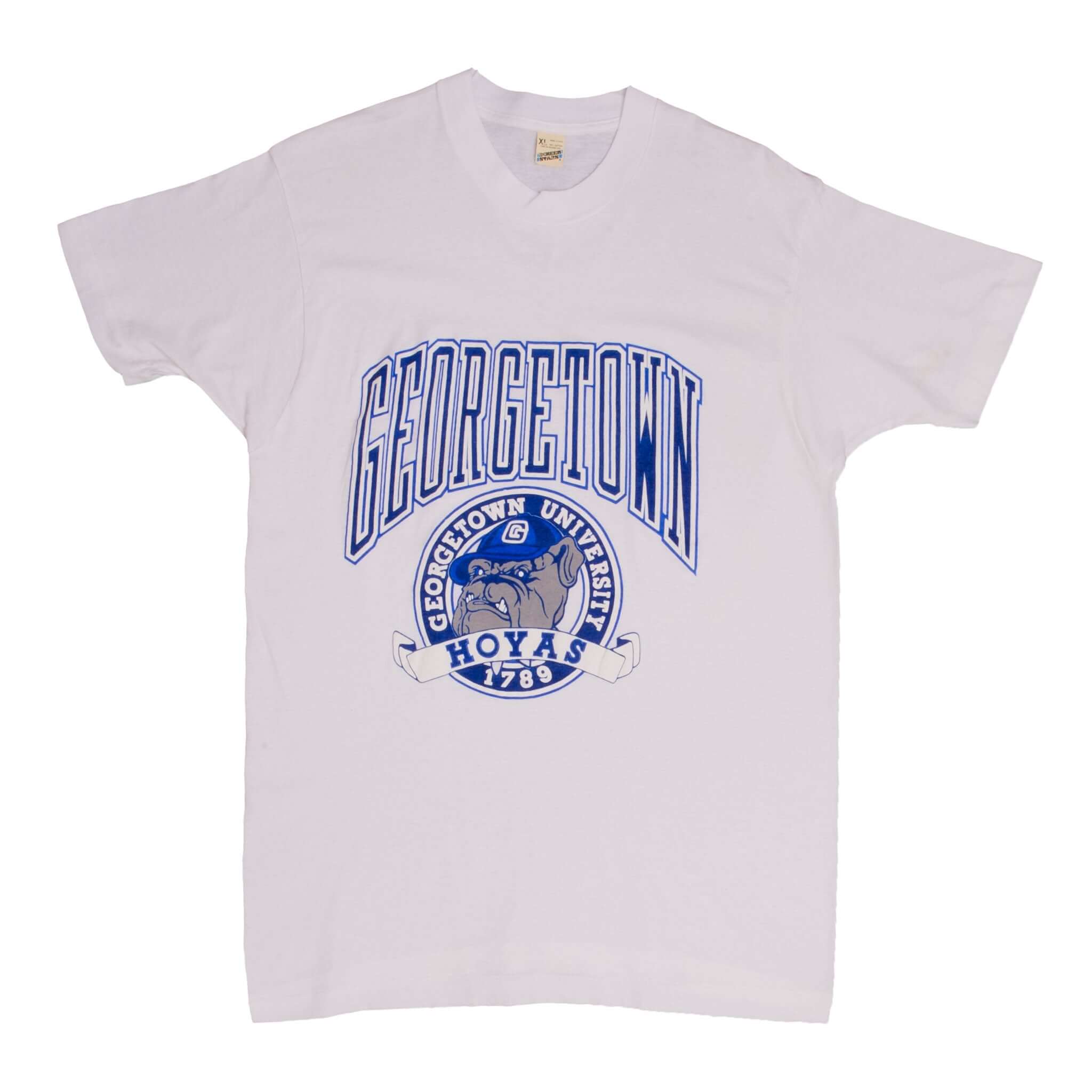 Vintage Georgetown University Hoyas Tee Shirt 1990s Size Medium Made In USA With Single Stitch Sleeves