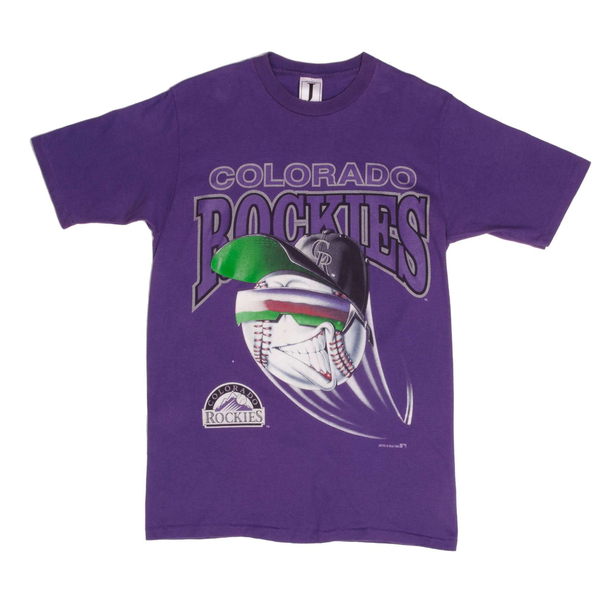 Vintage Purple MLB Colorado Rockies Tee Shirt 1994 Size Medium Made In USA With Single Stitch Sleeves