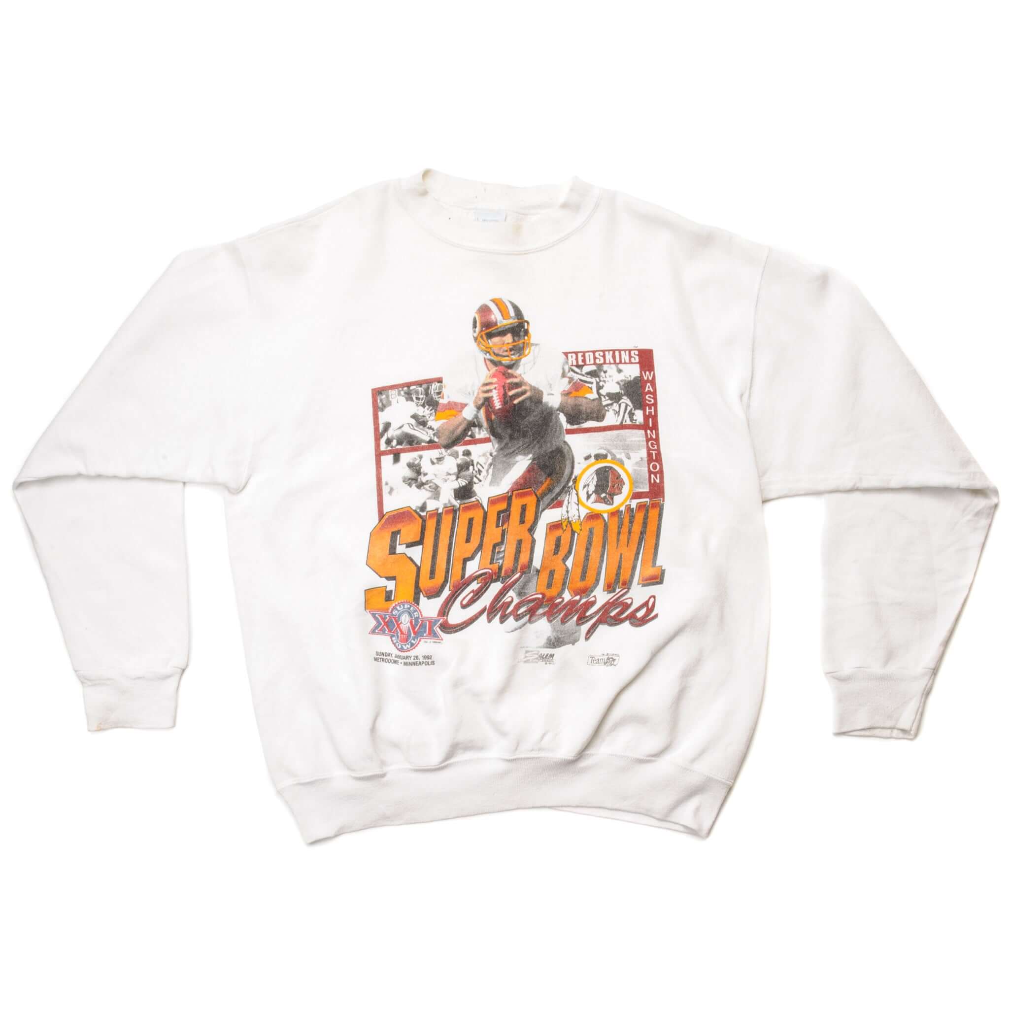 VINTAGE NFL WASHINGTON REDSKINS XXVI SUPER BOWL CHAMPS SWEATSHIRT 1992 SIZE LARGE MADE IN USA