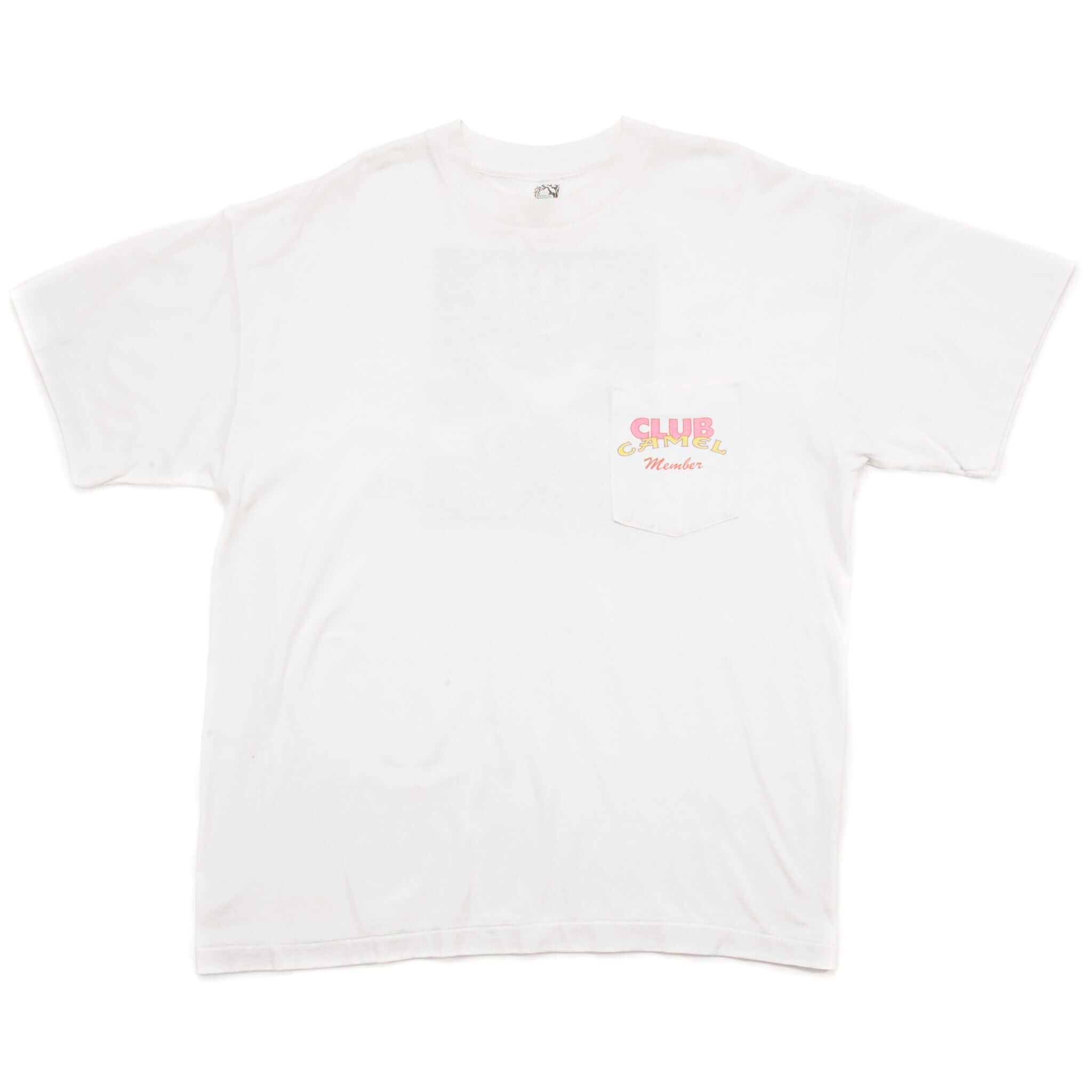 Vintage Club Camel Wish you were here Tee Shirt 1991 Size Large Made In USA With Single Stitch Sleeves. White