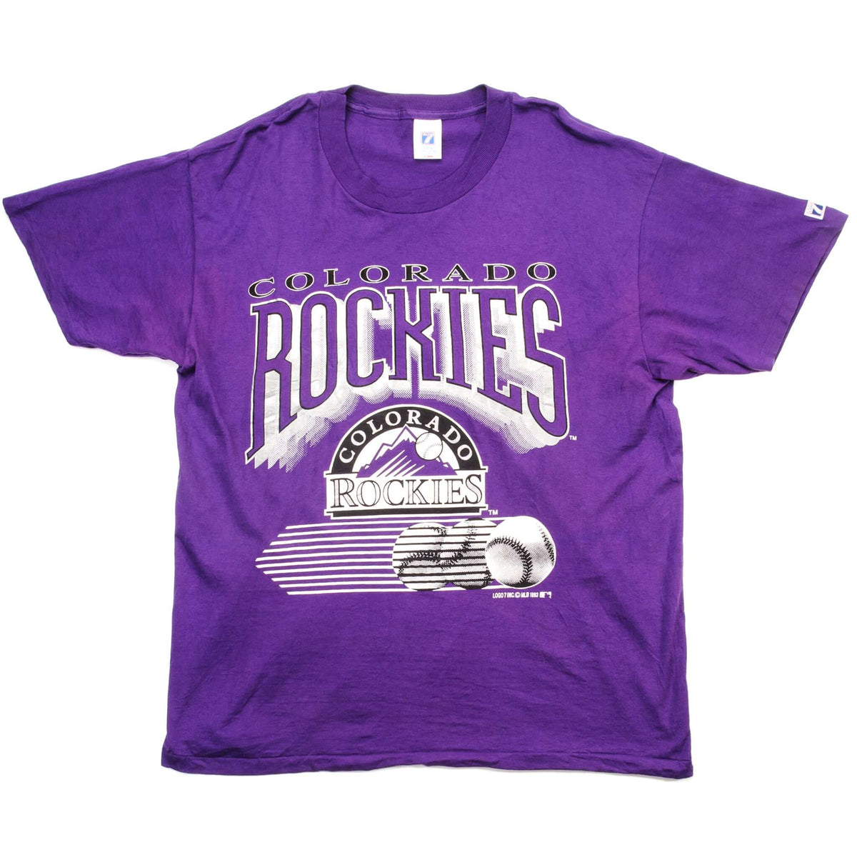 Vintage MLB Colorado Rockies Tee Shirt 1993 Size XL. PURPLE