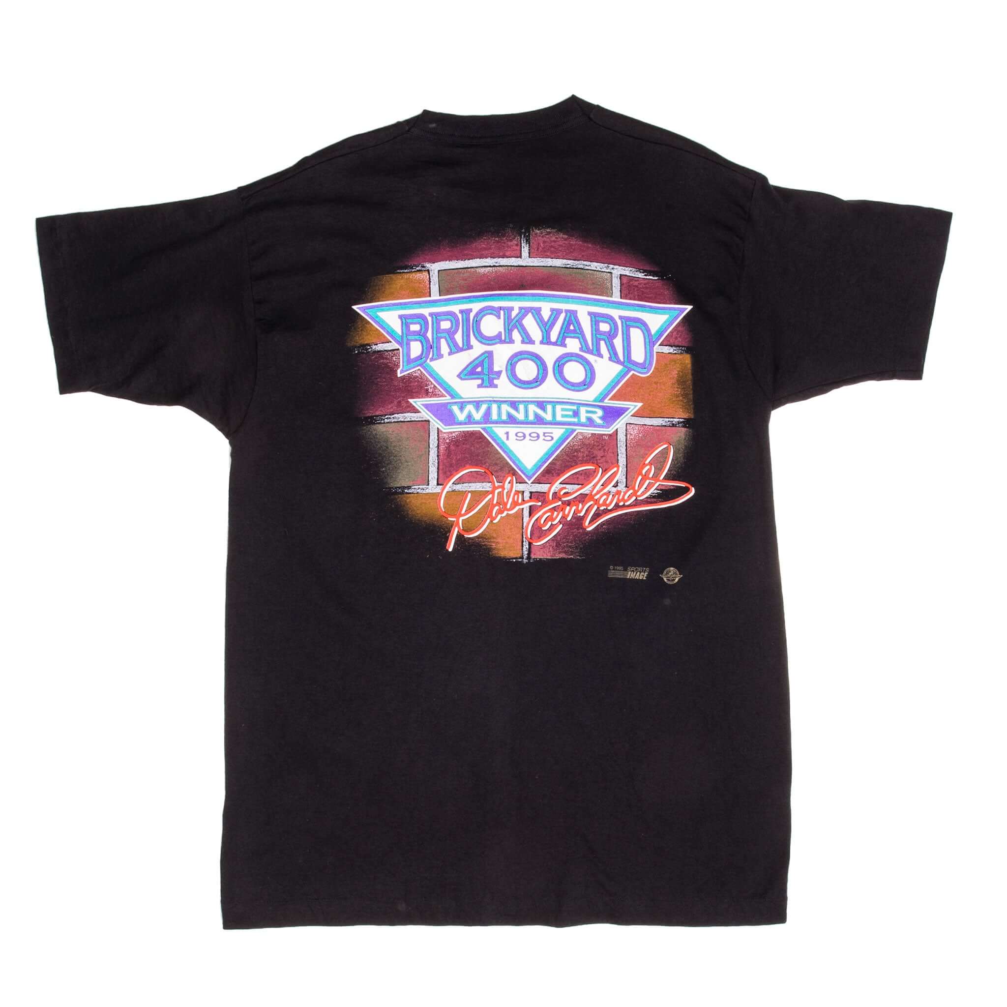 Vintage Nascar Dale Earnhardt Brickyard 400 1995 Tee Shirt Size XL Made In USA With Single Stitch Sleeves