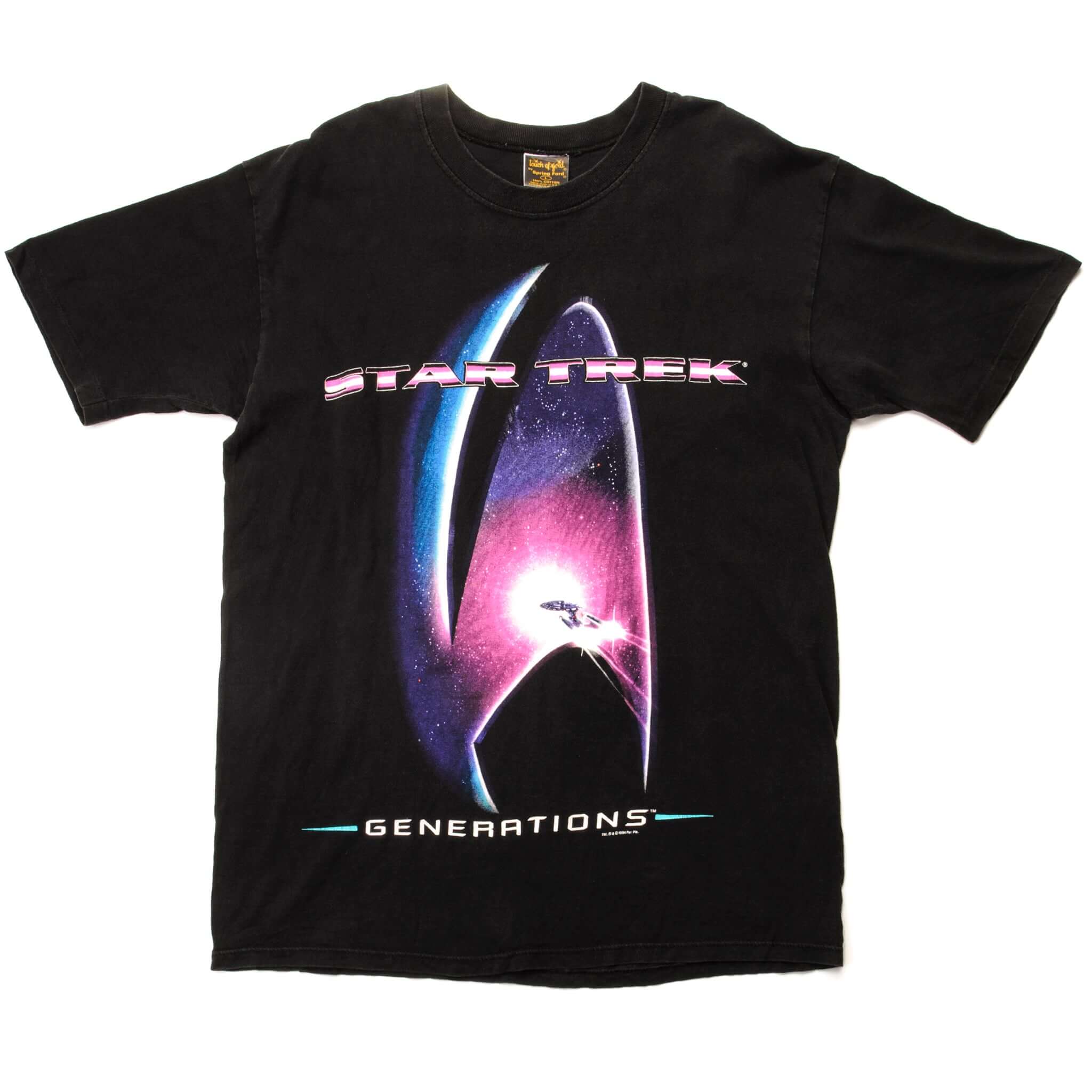 Vintage Star Trek Generations Tee Shirt 1994 Size Large With Single Stitch Sleeves. BLACK