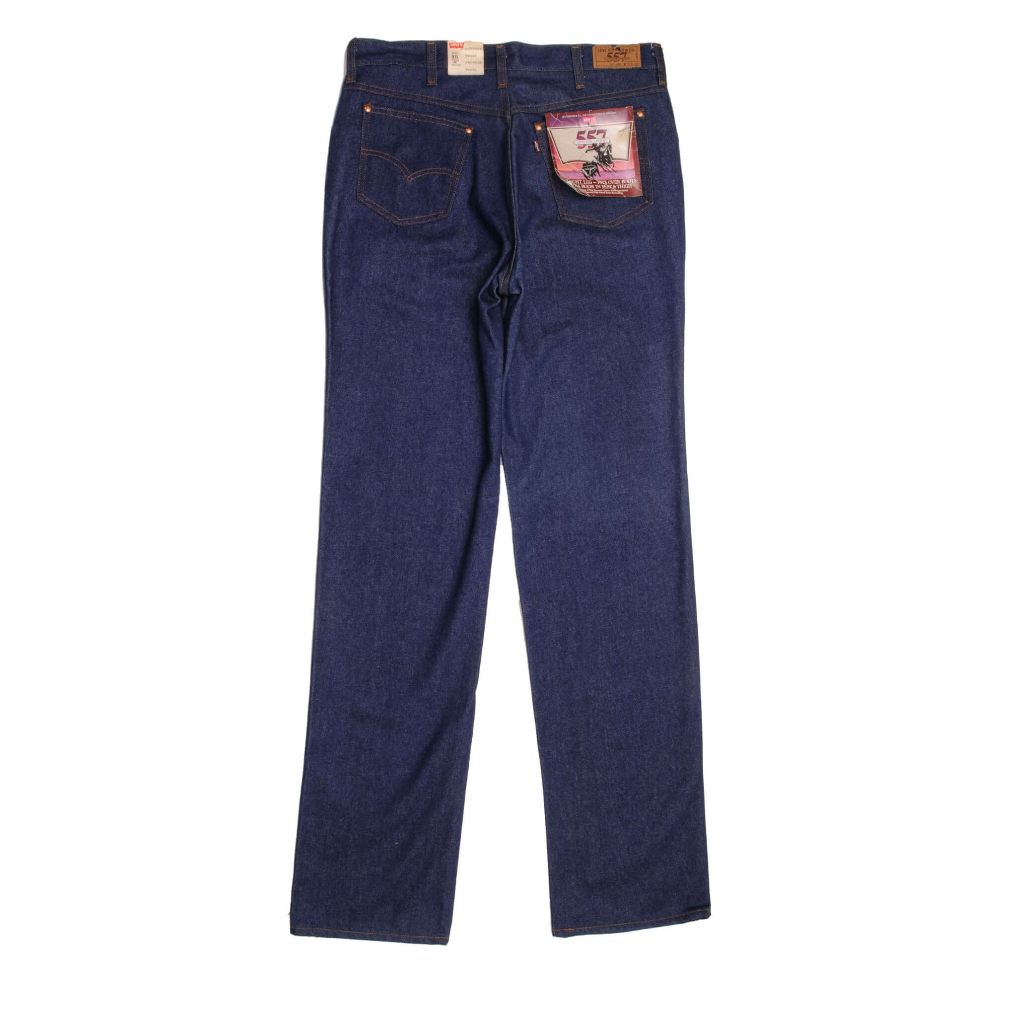 Vintage Levis 557 For Cowboys Jeans Size 35X36 W35 L36 Made In USA Deadstock Size On Tag 35X36 Back Button #549