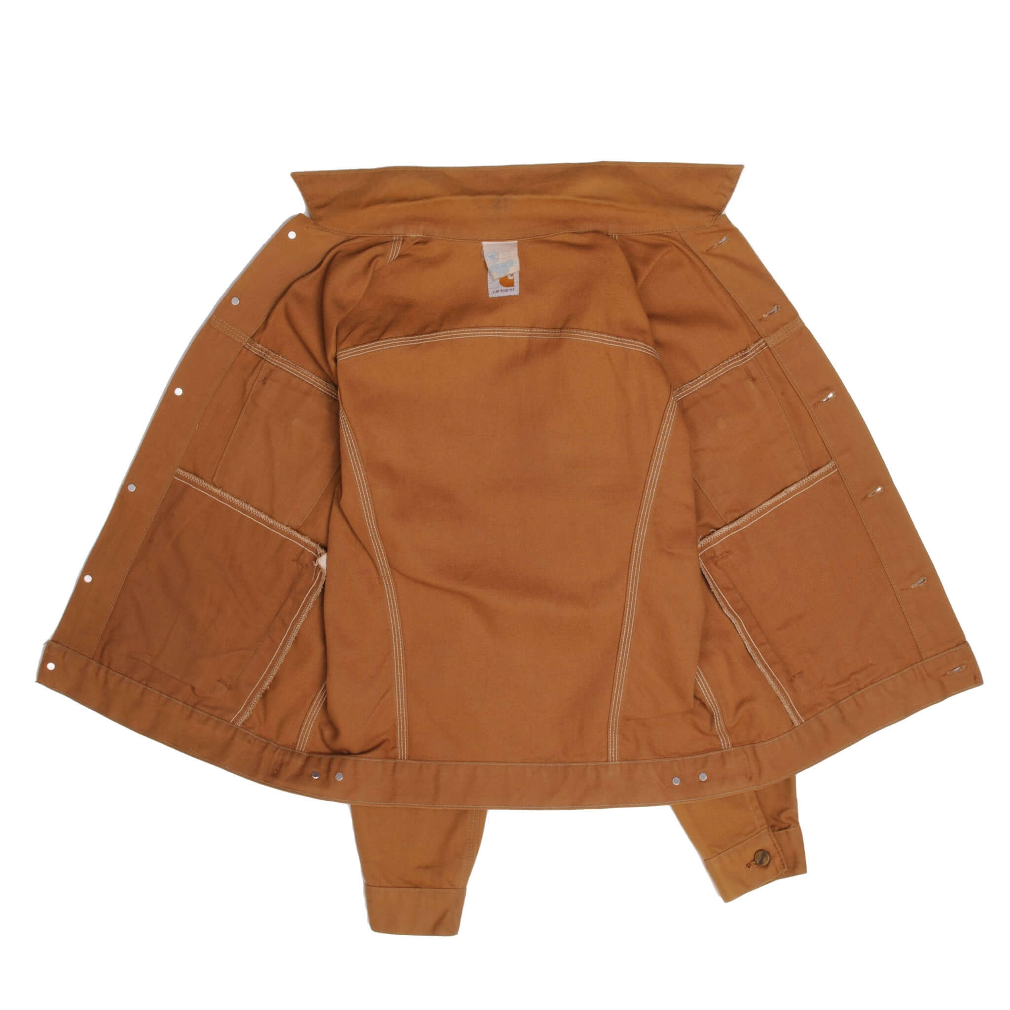 Vintage Carhartt Sherpa Lined Sandstone Denim Jacket 1990S Size Large Made In Usa