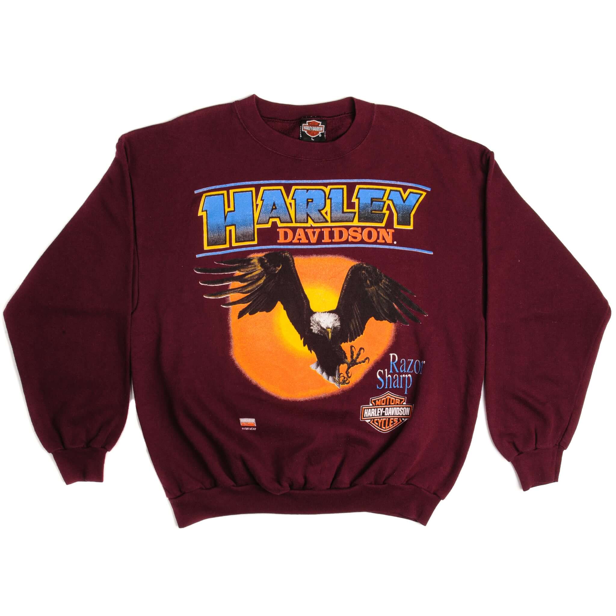 Vintage Harley Davidson Razor Sharp Sweatshirt Size Large Made In USA. RED