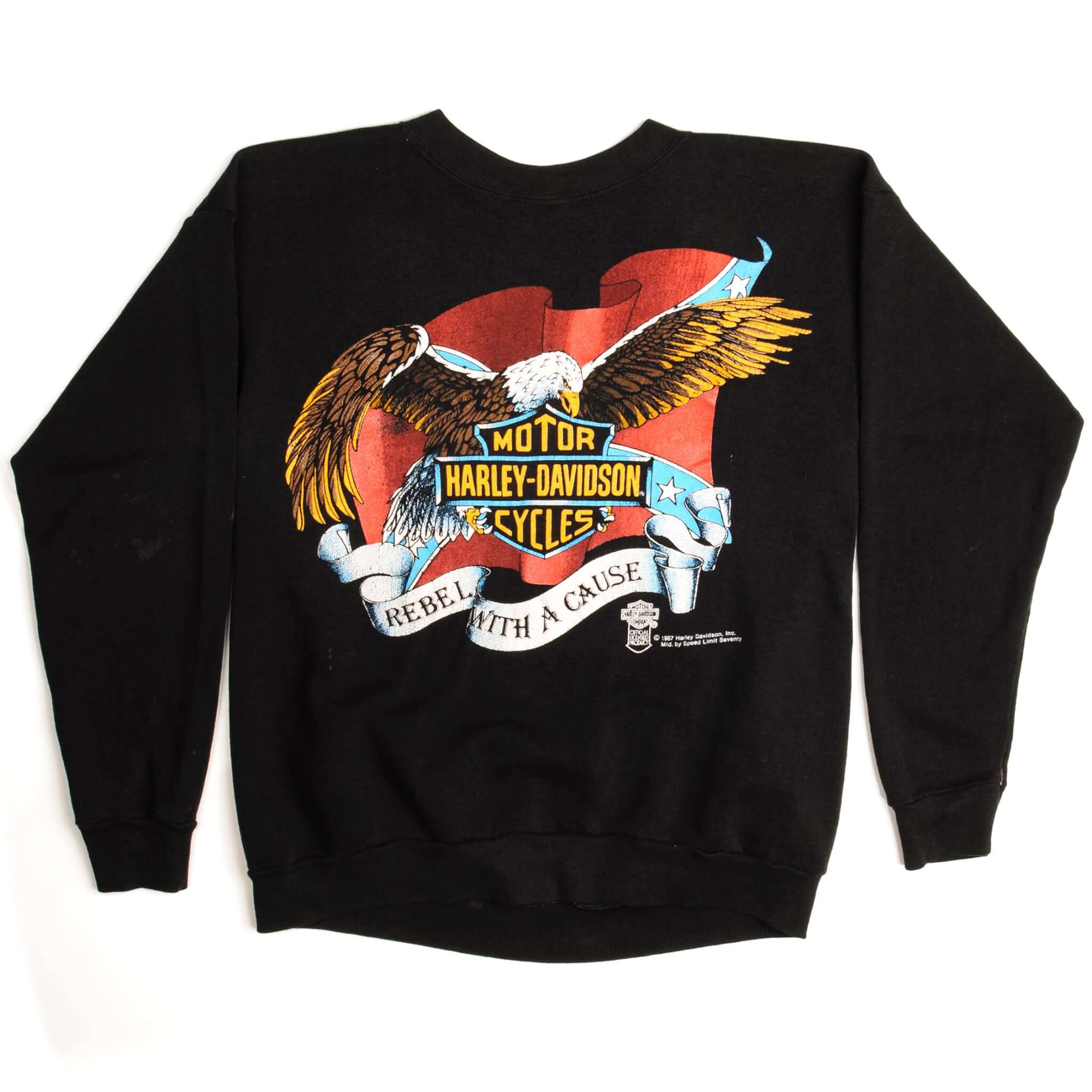 Vintage Harley Davidson Rebel With A Cause Sweatshirt 1987 Size Large Made In USA. BLACK