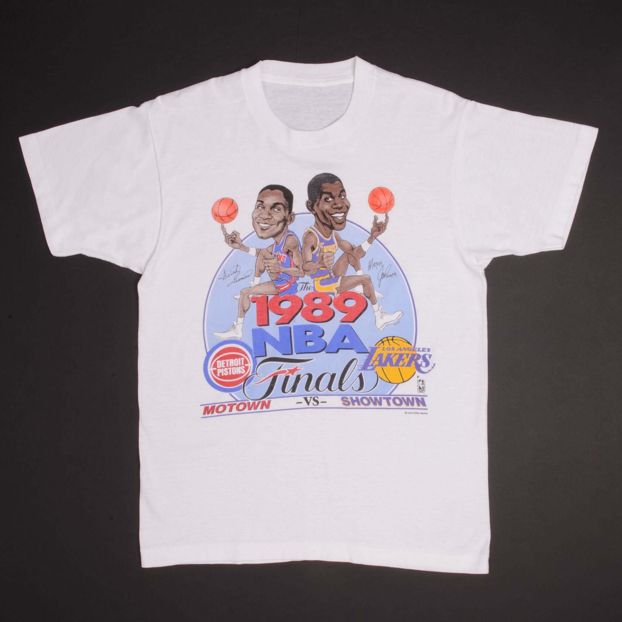 VINTAGE NBA DETROIT PISTONS VS LOS ANGELES LAKERS TEE SHIRT 1989 SIZE MEDIUM