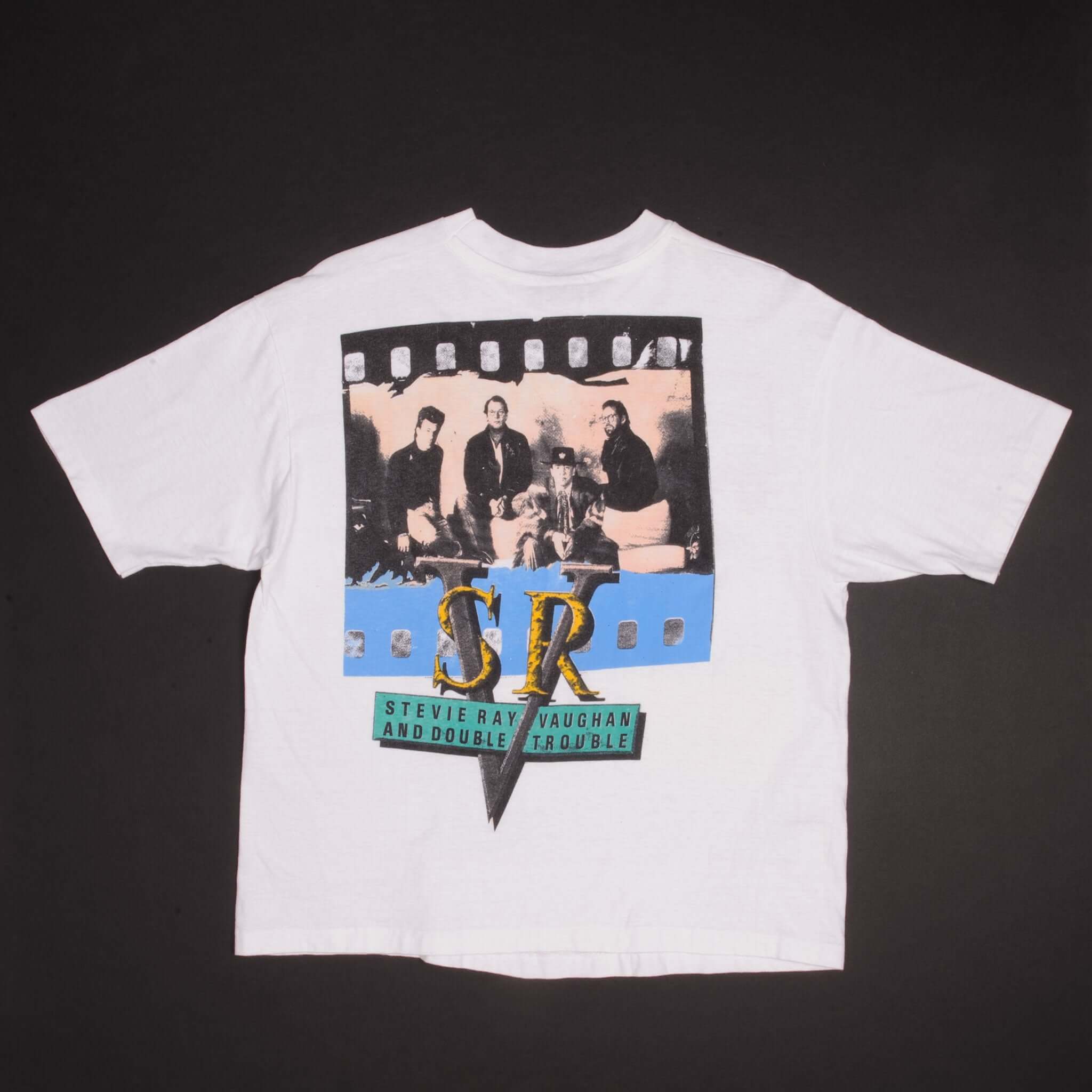 Vintage Double Trouble and Stevie Ray Vaughan Live 1989 Tee Shirt Size Large Made In USA With Single Stitch Sleeves