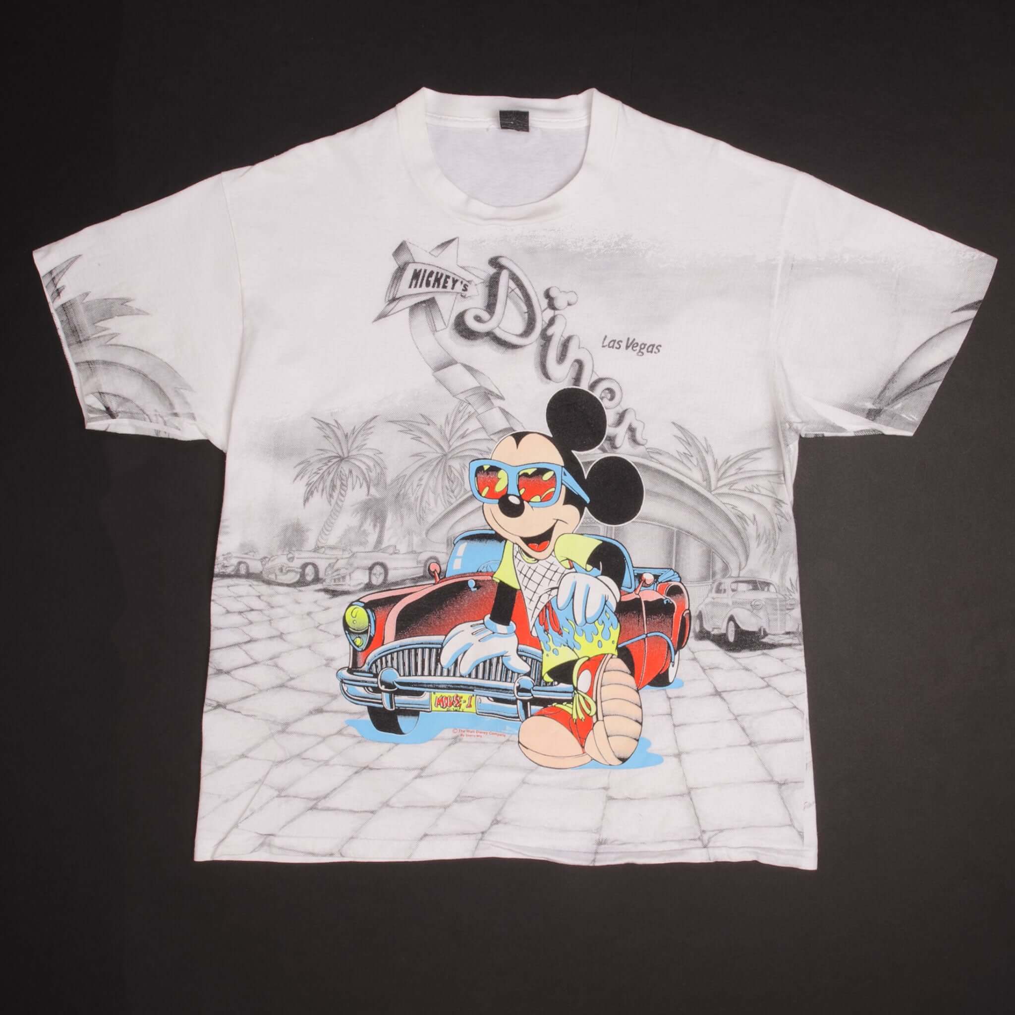 Vintage Disney Mickey Mouse Las Vegas Tee Shirt Size Large Made In USA With Single Stitch Sleeves