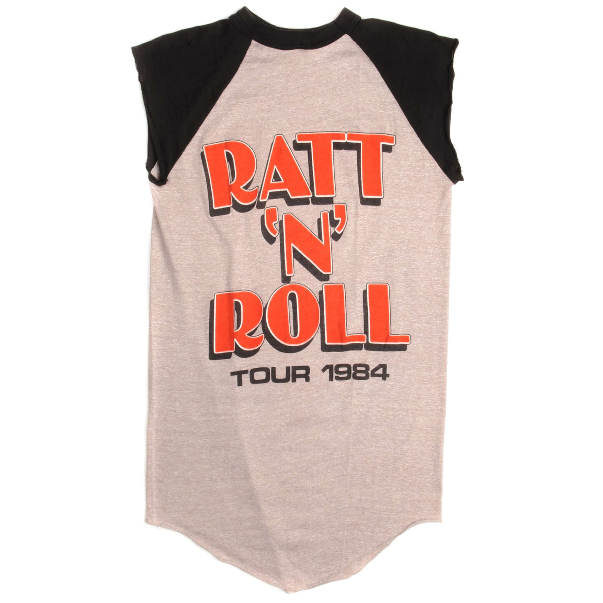 Vintage Ratt Sleeveless Tee Shirt Ratt 'N' Roll Tour 1984 Size XS Made In USA. GREY