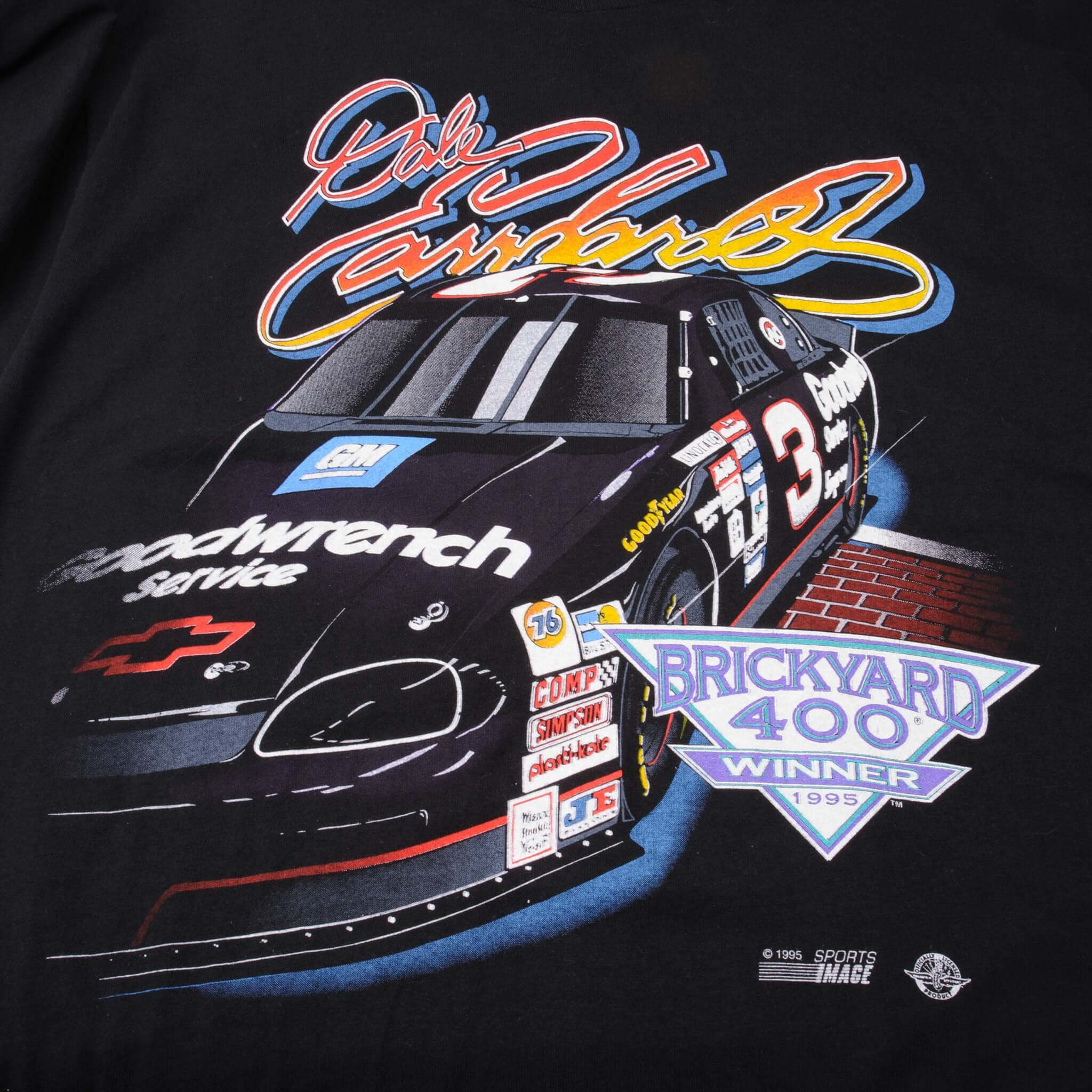 Vintage Nascar Dale Earnhardt Brickyard 400 1995 Tee Shirt Size XL Made In USA With Single Stitch Sleeves