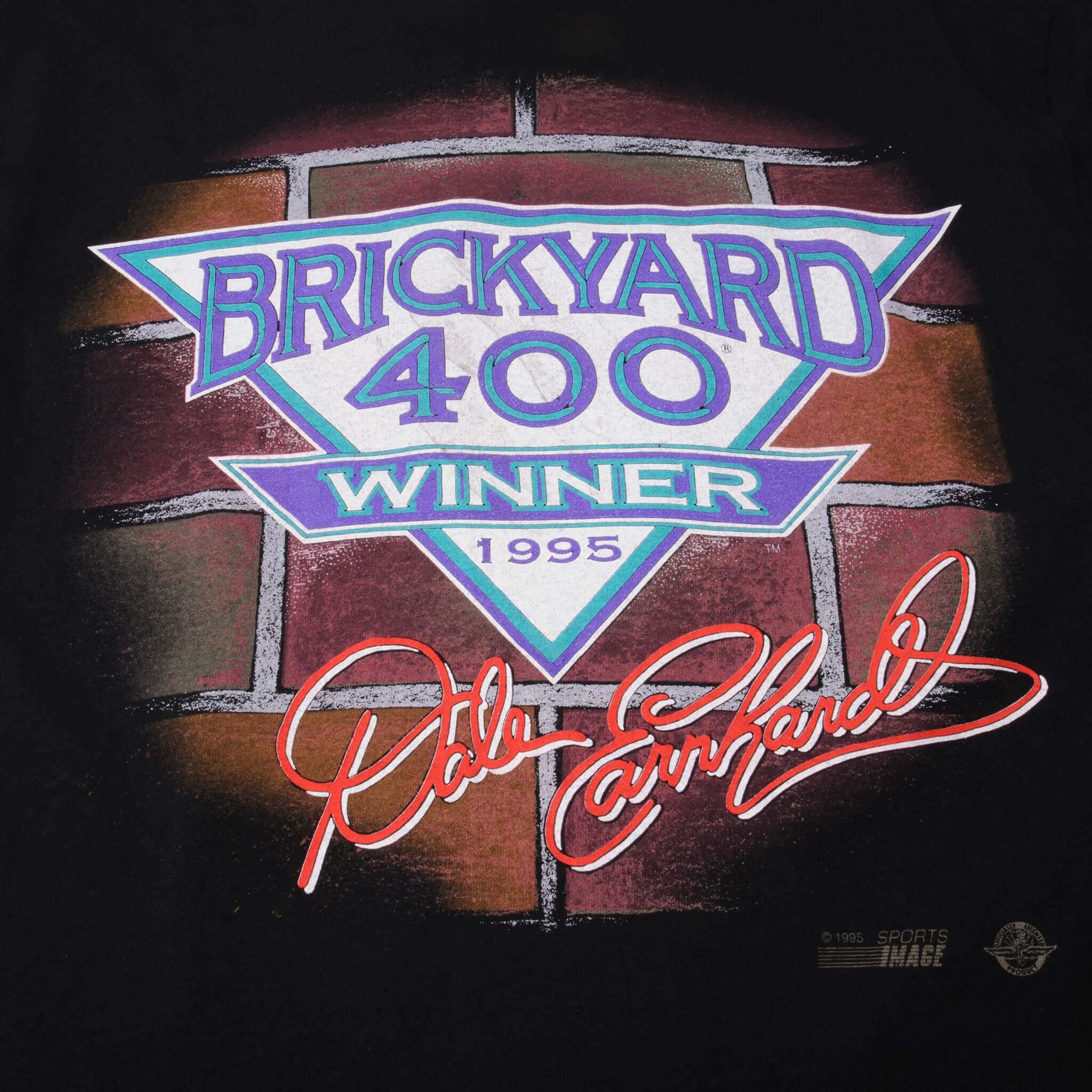 Vintage Nascar Dale Earnhardt Brickyard 400 1995 Tee Shirt Size XL Made In USA With Single Stitch Sleeves