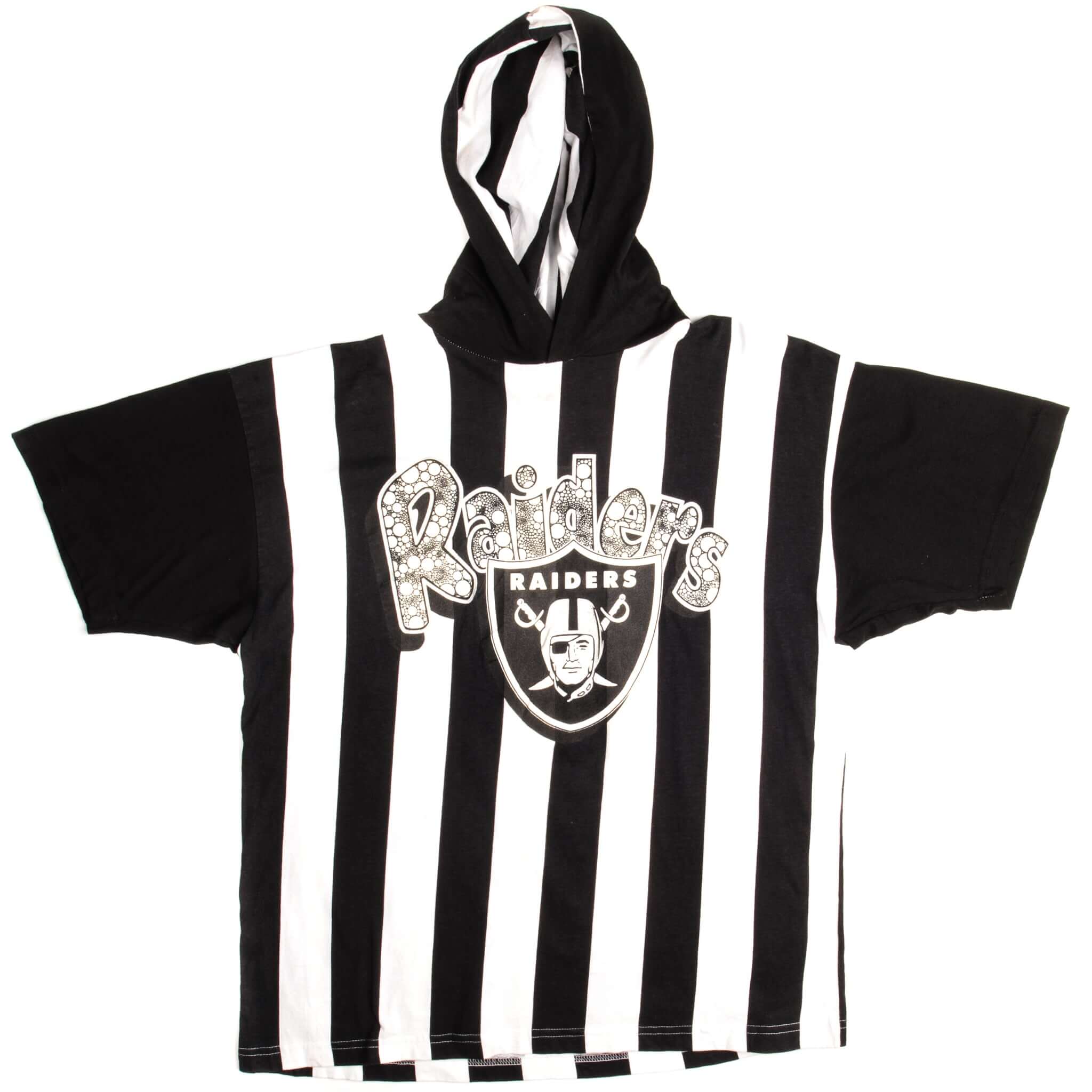 Vintage NFL Raiders Tee Shirt With Hood Size Medium. BLACK