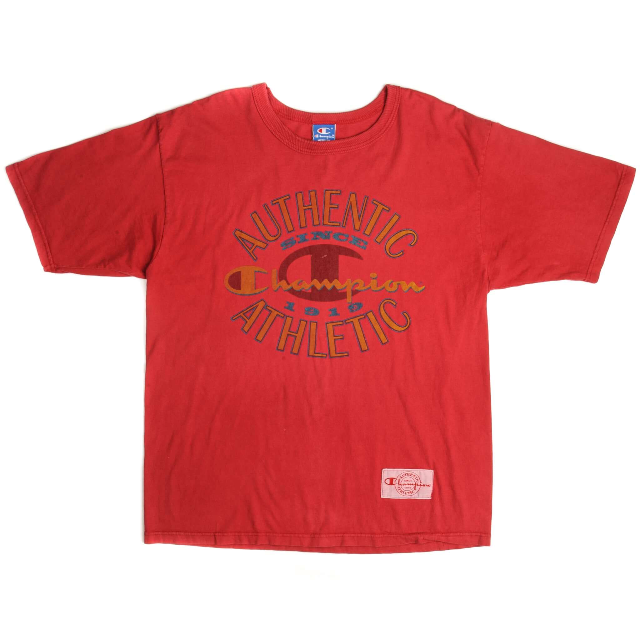Vintage Champion Tee Shirt 1990-Mid 1990S Size Medium Made In USA. RED