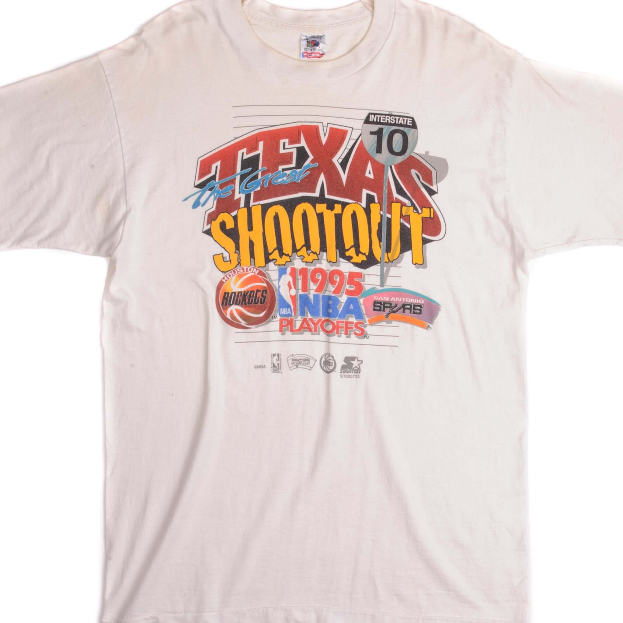 VINTAGE NBA ROCKETS SPURS PLAYOFFS TEE SHIRT 1995 MEDIUM MADE USA