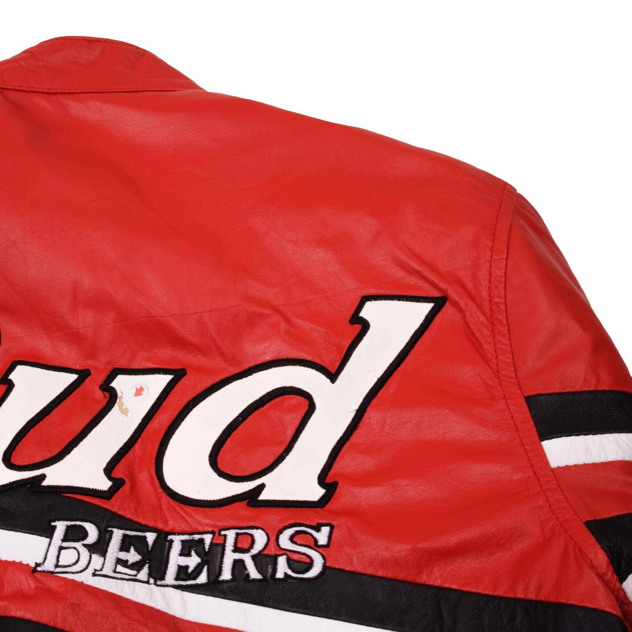 VINTAGE NASCAR DALE EARNHARDT JR BUD LEATHER JACKET 1990S SIZE MEDIUM