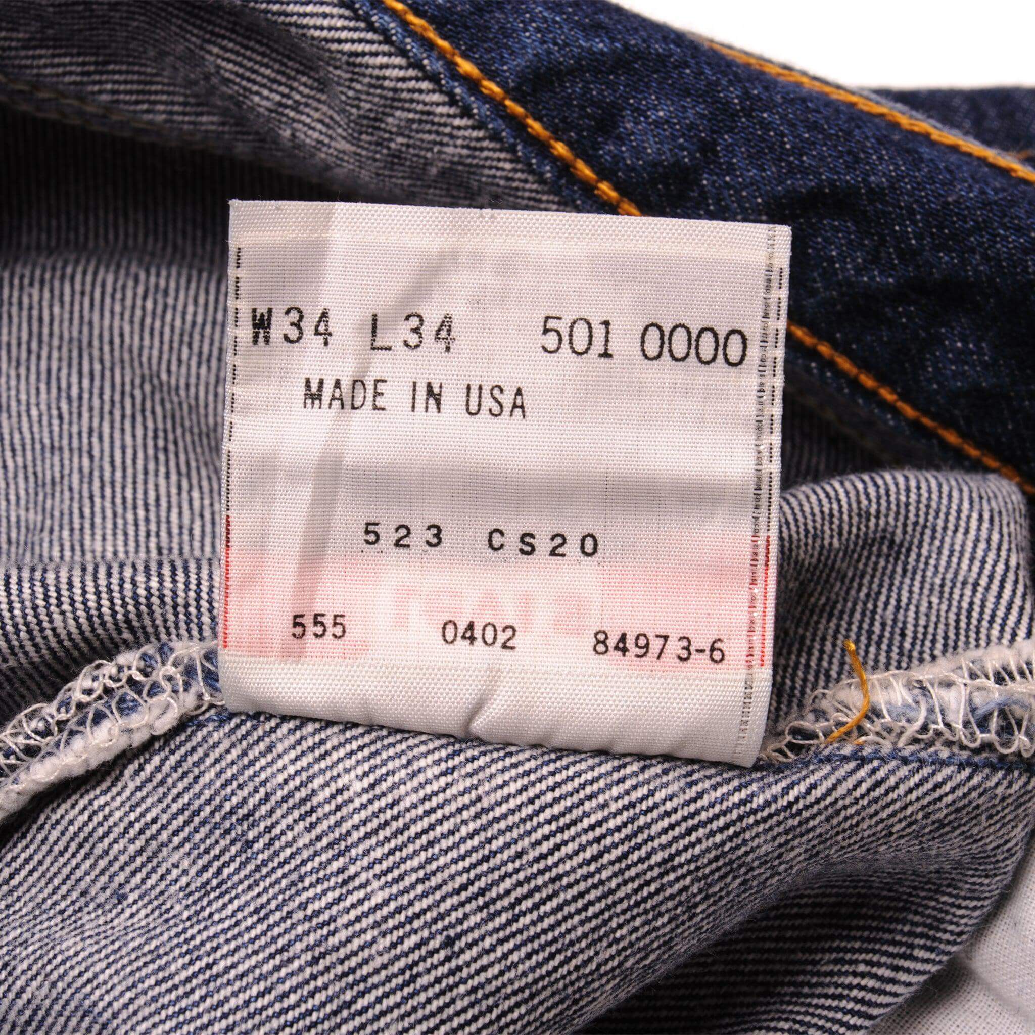 VINTAGE LEVIS 501 JEANS INDIGO 1990s SIZE W33 L31 MADE IN USA