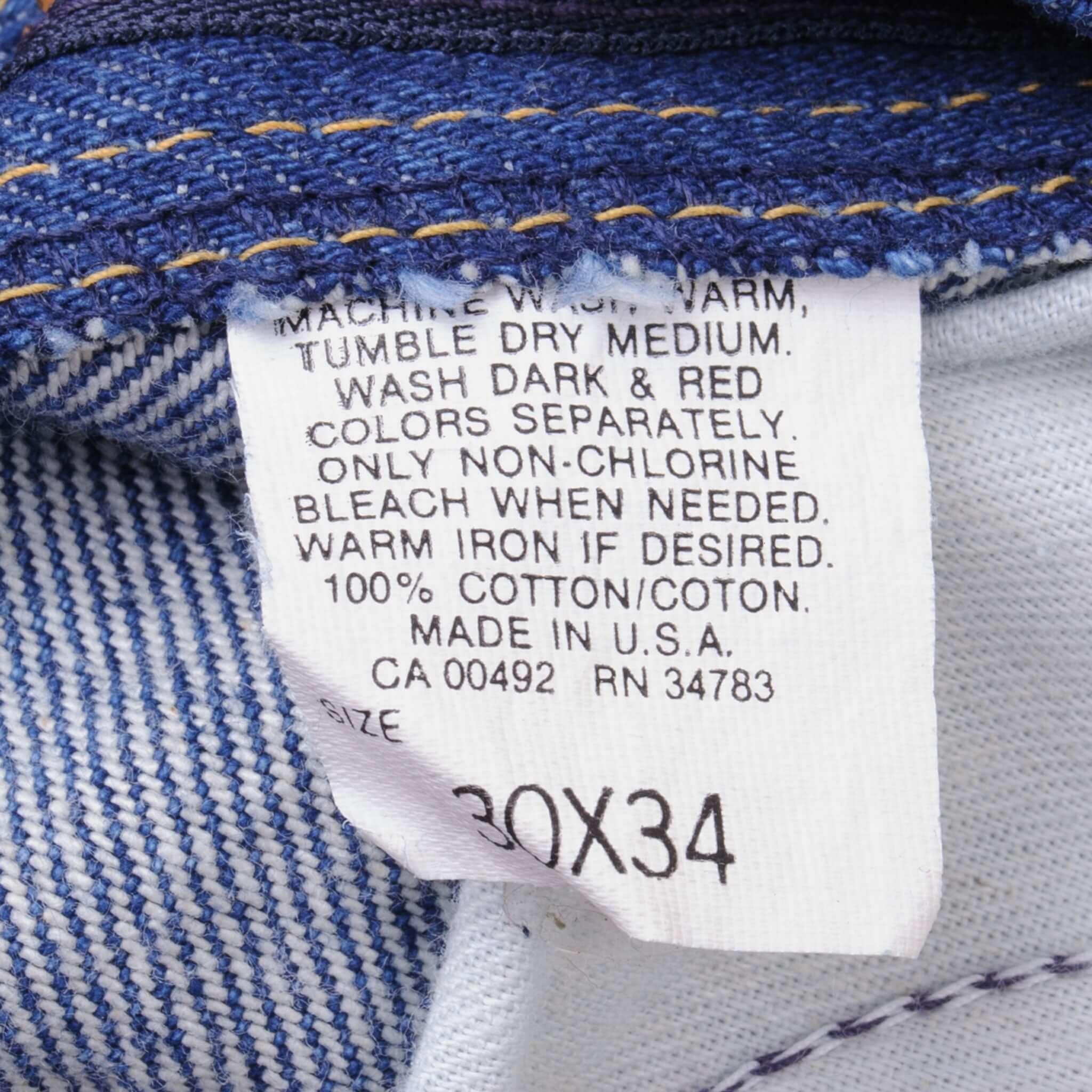 Vintage Lee Riders Straight Leg Jeans Size 30X34 W30 L34 Made In Usa Deadstock Size on Tag 30X34