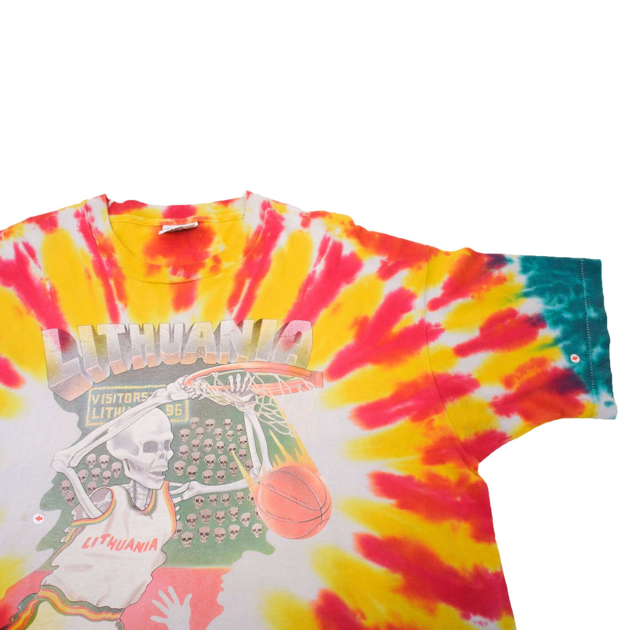 Vintage Tie-Dye Grateful Dead Lithuania Bronze Medal Winner Barcelona 1992 Tee Shirt Size XL Made USA With Single Stitch Sleeves