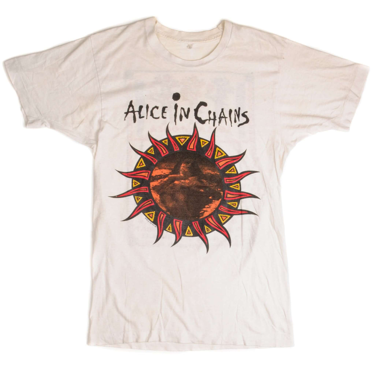 Full front view of off-white Alice in Chains graphic T-shirt