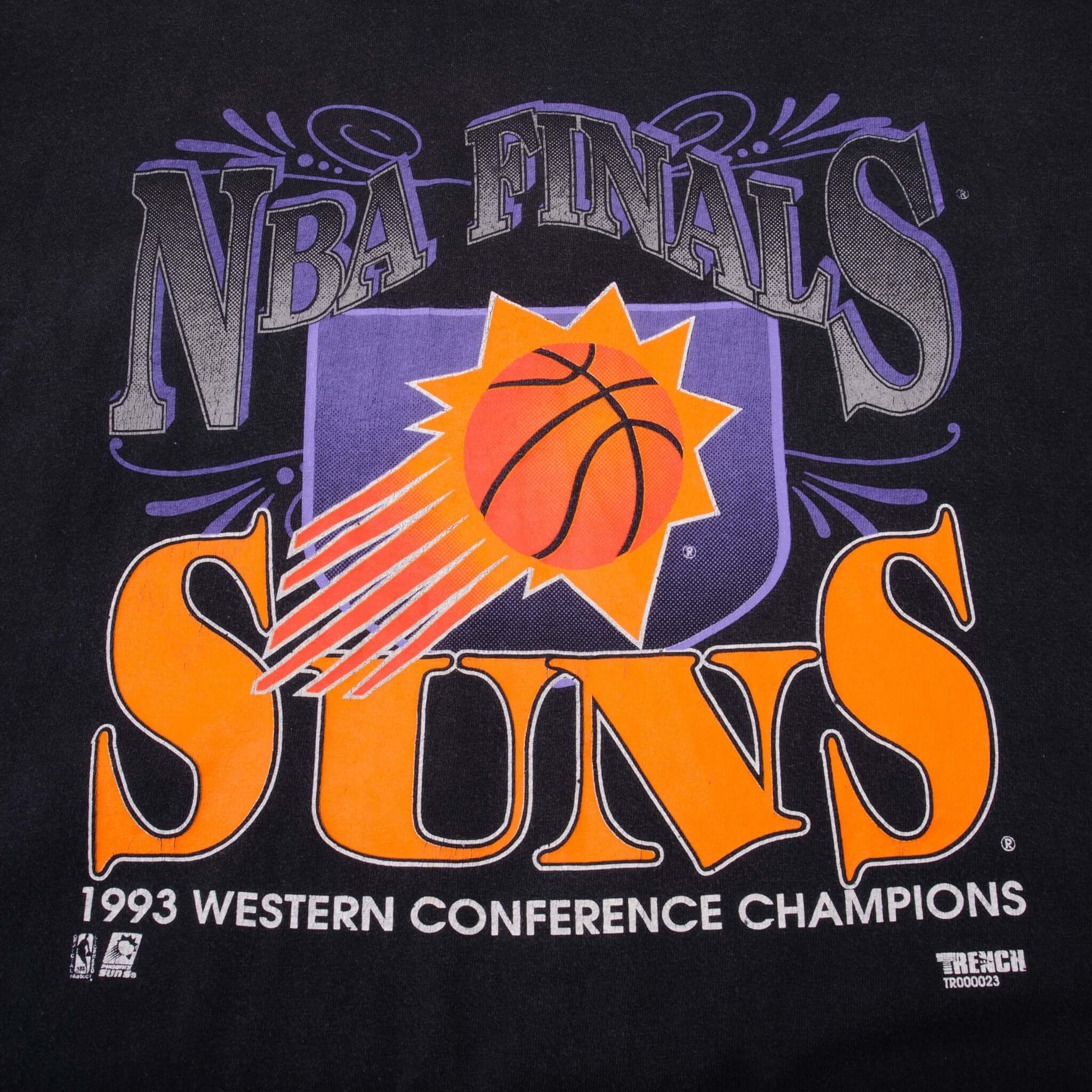 Vintage NBA Finals Phoenix Suns 1993 Western Conference Champions Tee Shirt Size XL With Single Stitch Sleeves