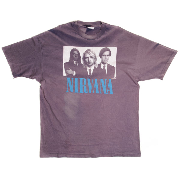 VINTAGE NIRVANA TEE SHIRT 1993 SIZE XL MADE IN USA WITH SINGLE STITCH SLEEVES.