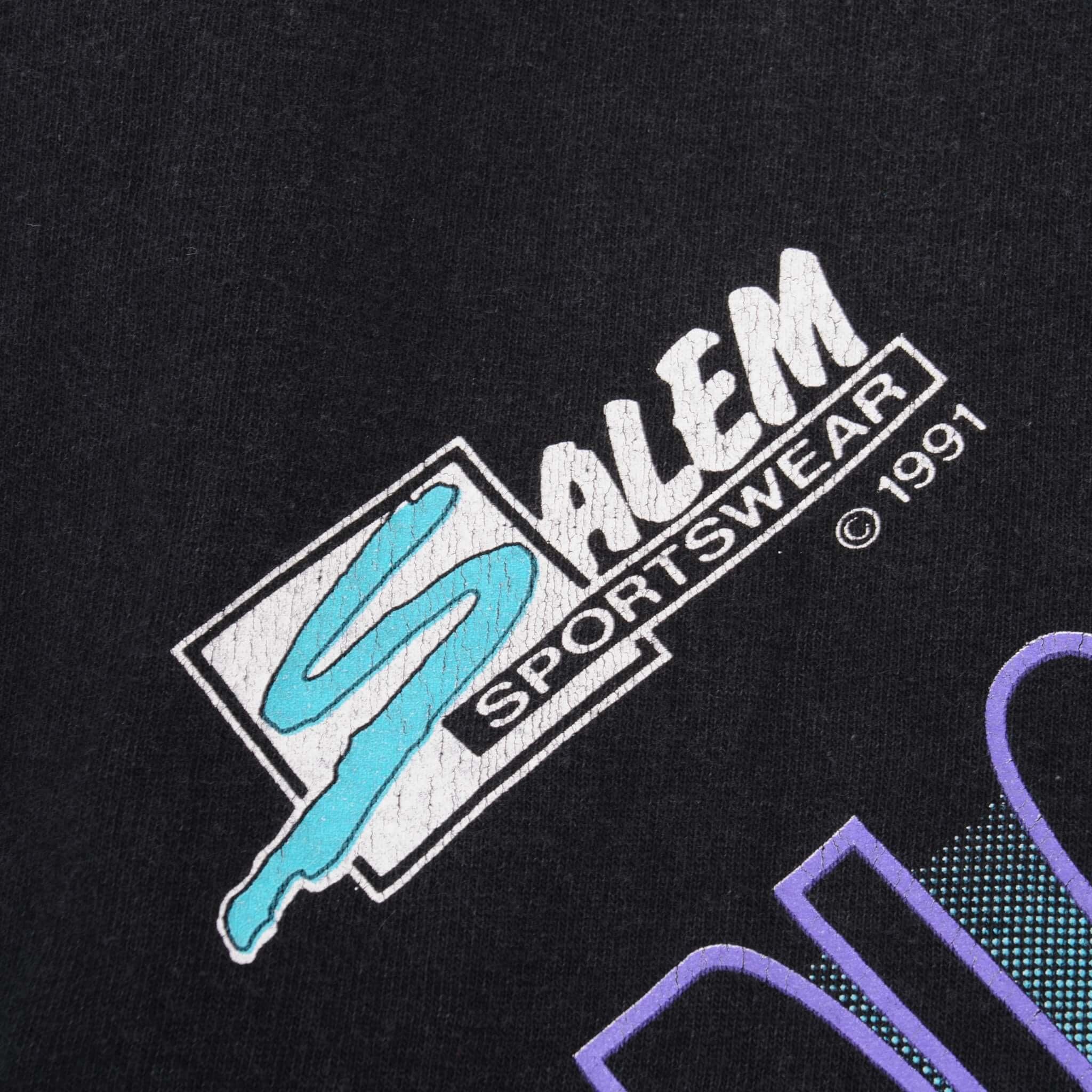 Vintage NBA All Over Print Charlotte Hornets Tee Shirt 1992 Size Large With Single Stitch Sleeves Made In USA