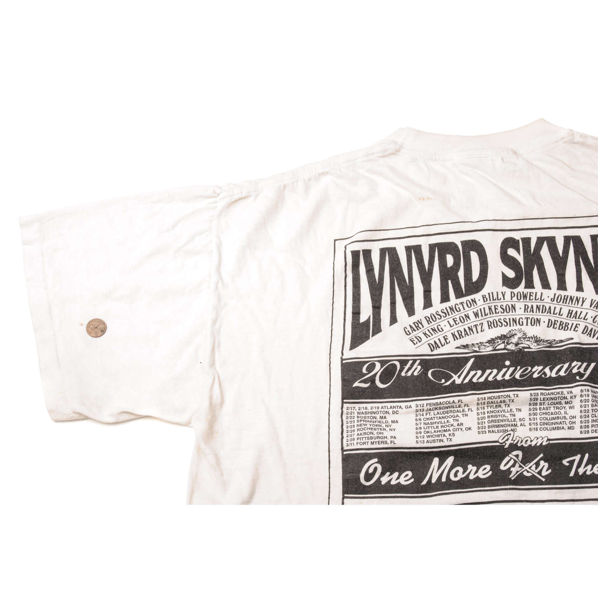 VINTAGE LYNYRD SKYNYRD 20TH ANNIVERSARY TOUR TEE SHIRT 1993 SIZE XL MADE IN USA