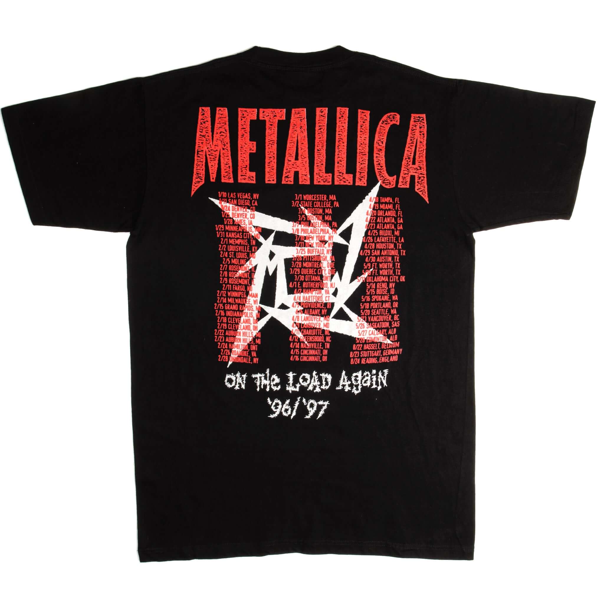 Vintage Metallica On The Load Again Tour 96/97 Tee Shirt Size Large.