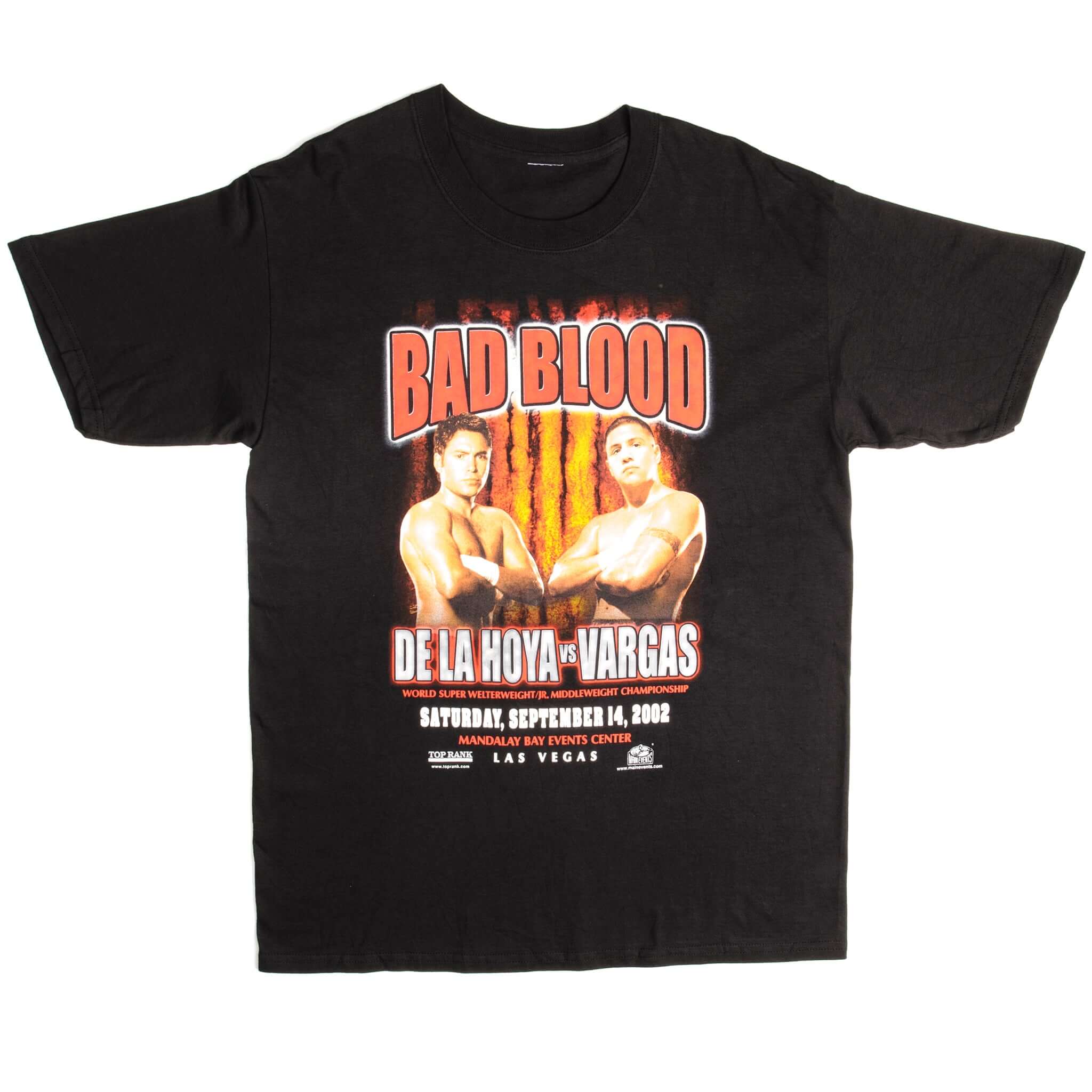 Vintage De La Hoya Vs Vargas Bad Blood World Super Welterweight/Jr. Middleweight Championship Tee Shirt 2002 Size Large.