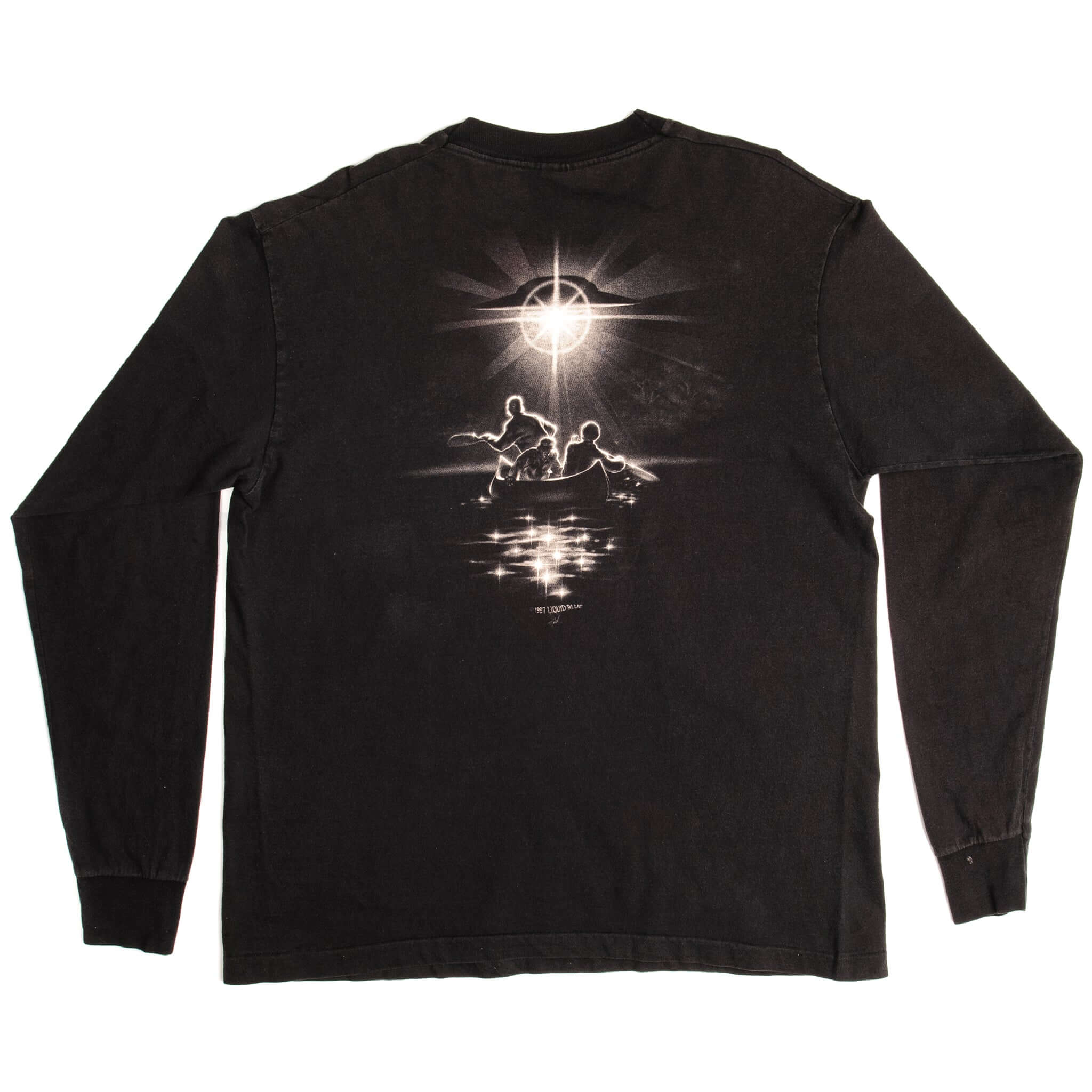 Vintage Liquid Blue Alien Long Sleeve Tee Shirt 1997 Size XL Made In USA.