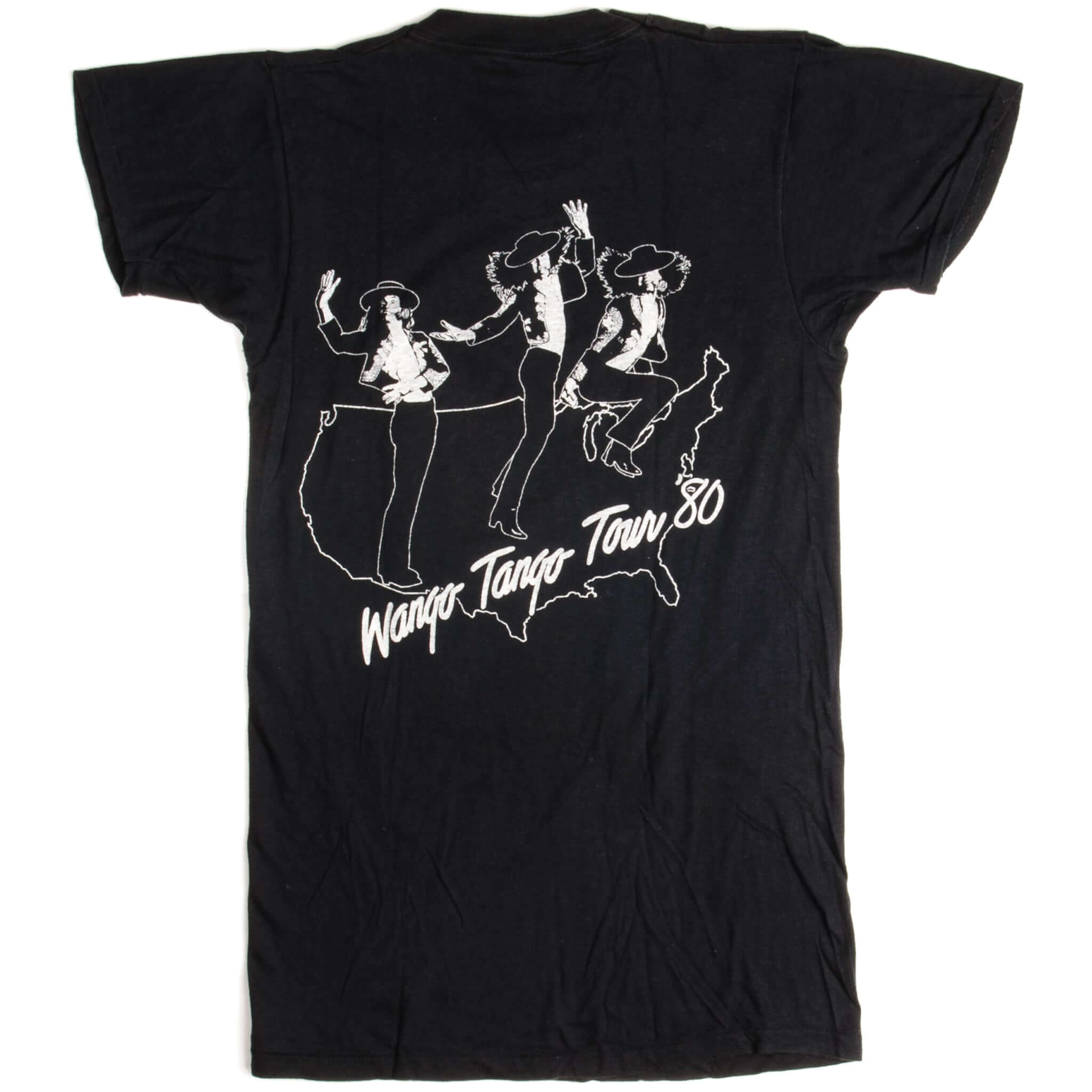 Back of black Ted Nugent T-shirt with white Wango Tango Tour '80 graphic