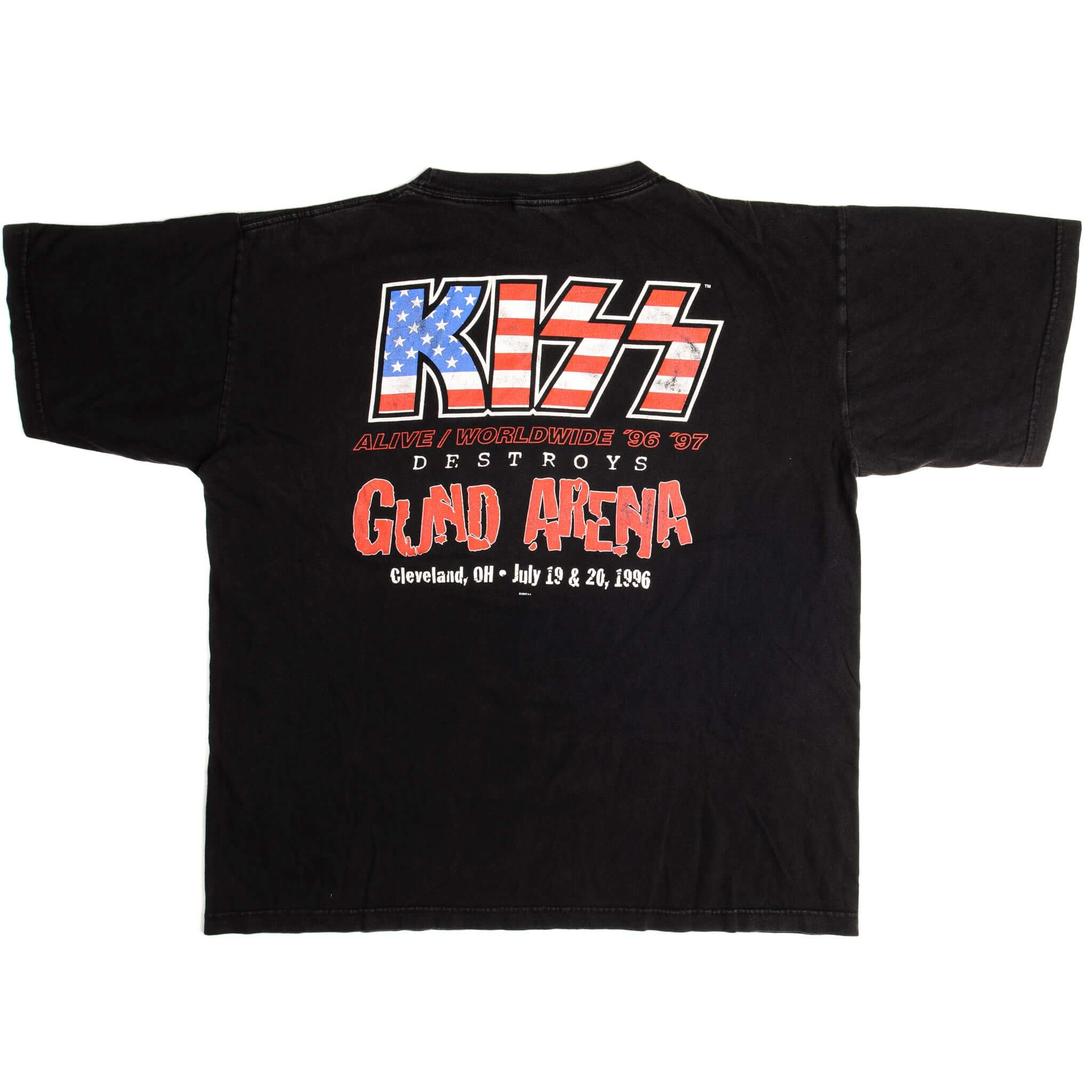 Vintage Kiss Alive Worldwide 96 97 Destroys Gund Arena Cleveland, OH Tee Shirt 1996 Size XL.
